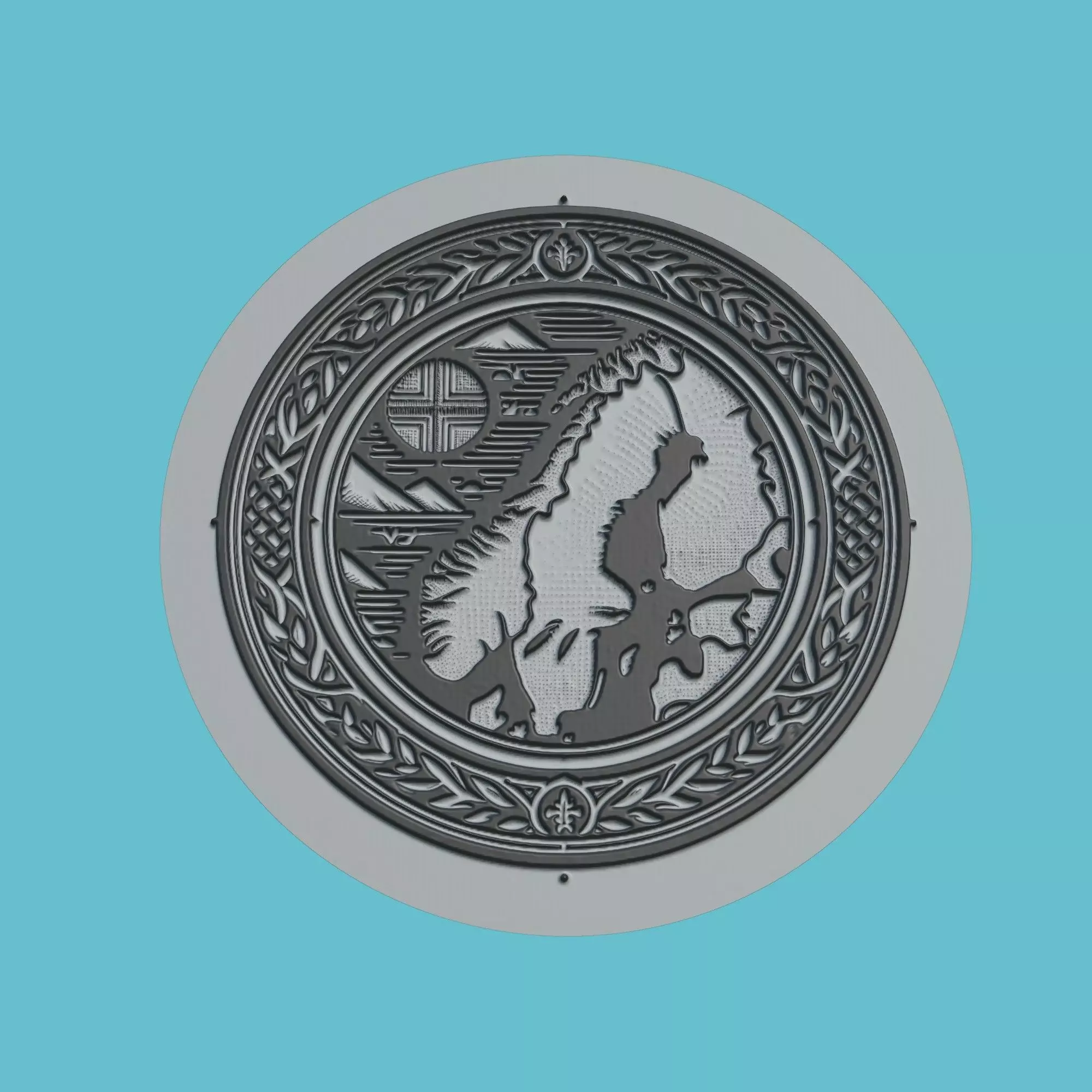 Norway Map Medallion Wall Art Printer 3D print model_0