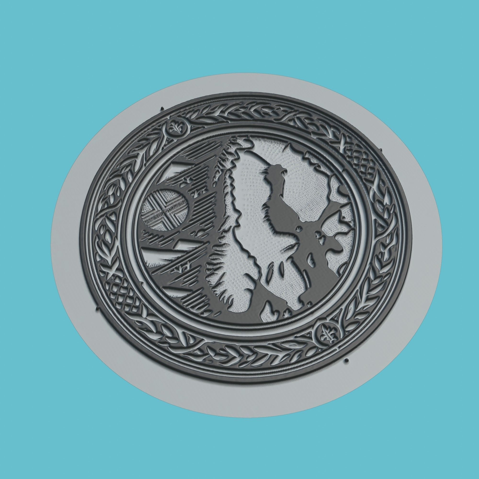 Norway Map Medallion Wall Art Printer 3D print model_1