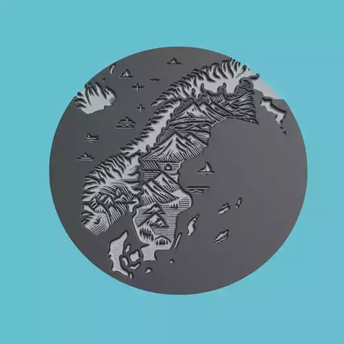 Norway Map Medallion Wall Art Printer