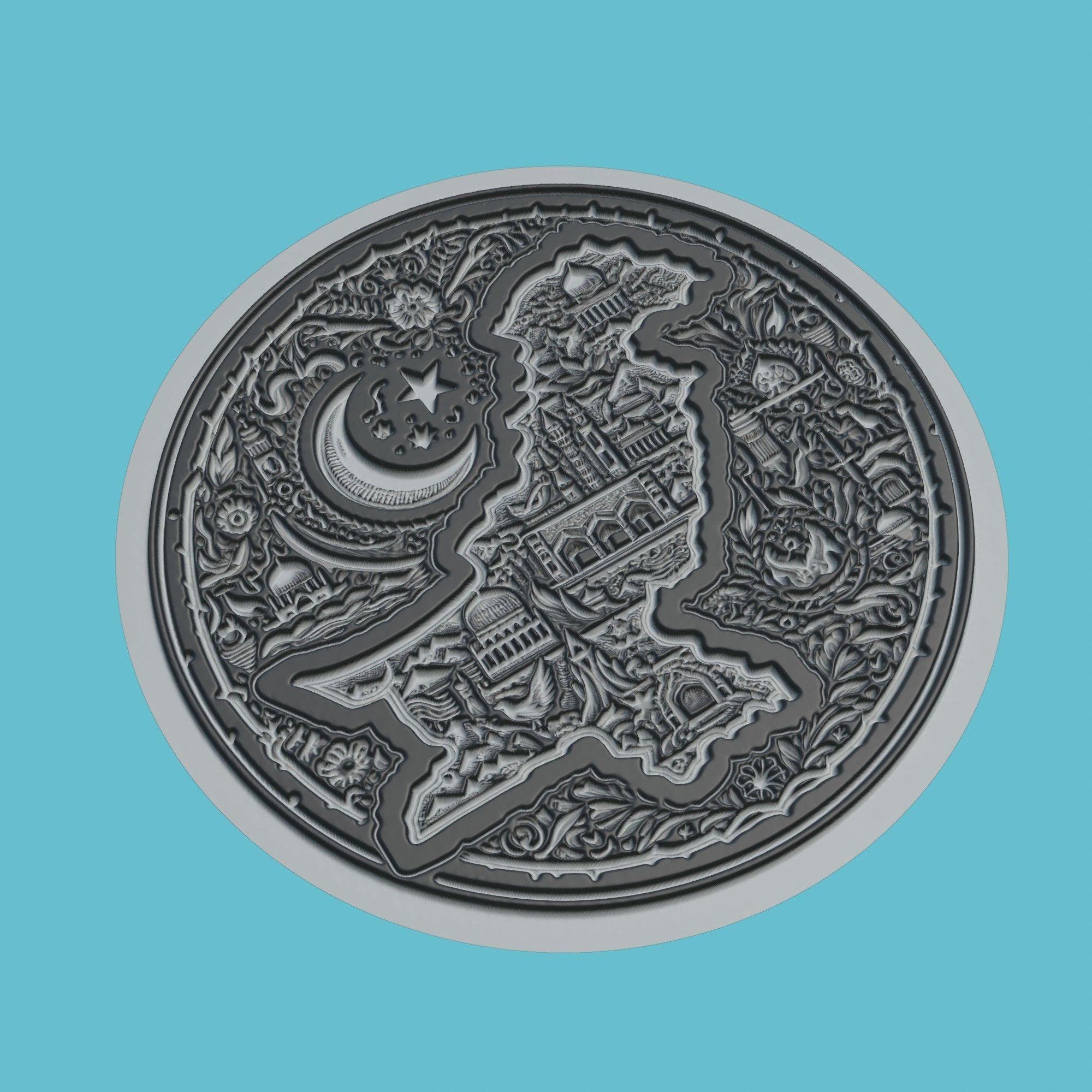 Pakistan Map Medallion Wall Art Printer 3D print model_1