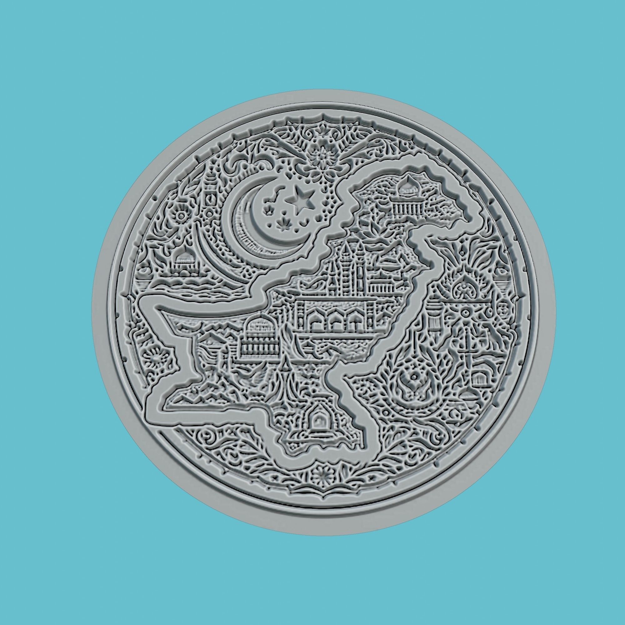 Pakistan Map Medallion Wall Art Printer 3D print model_2