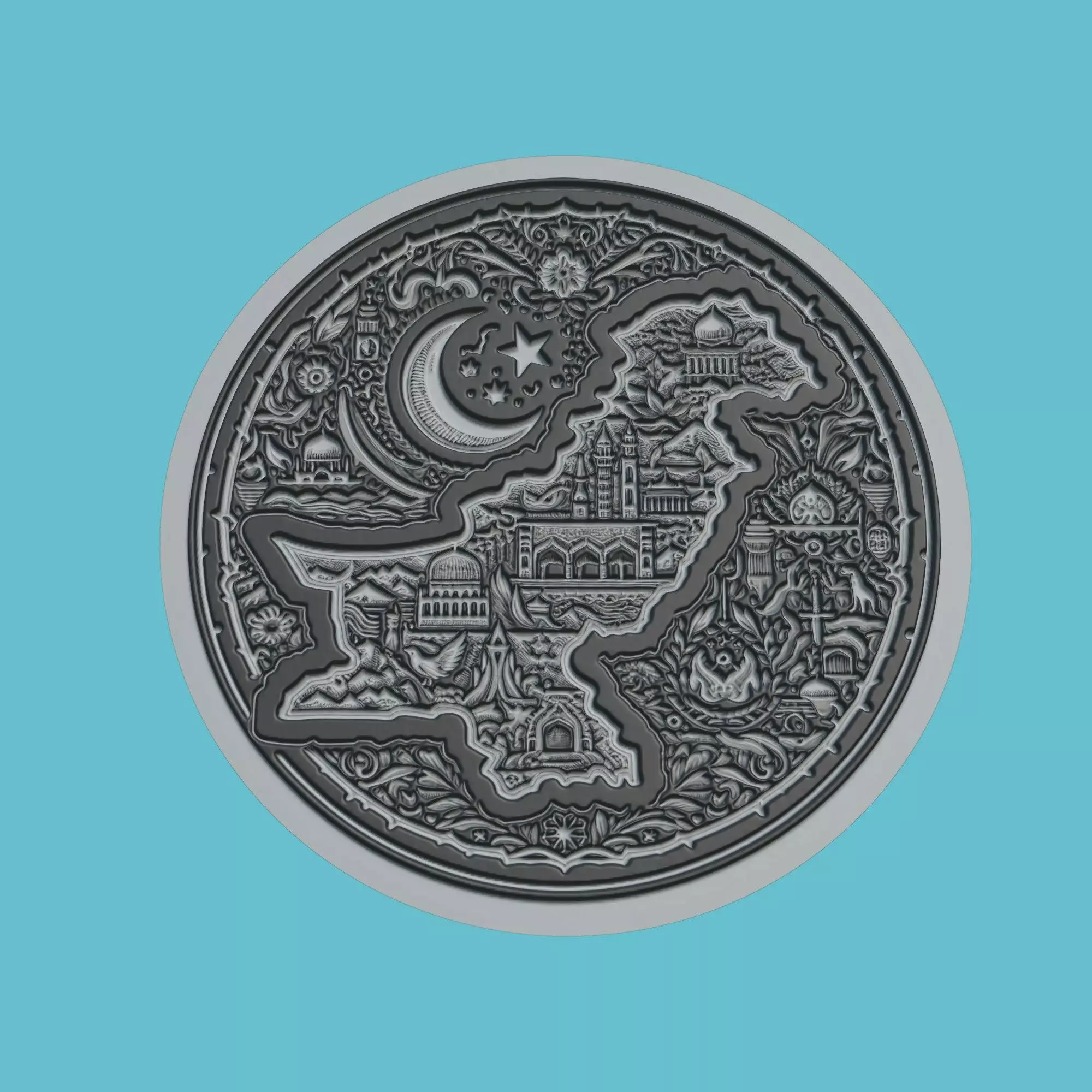 Pakistan Map Medallion Wall Art Printer 3D print model_0