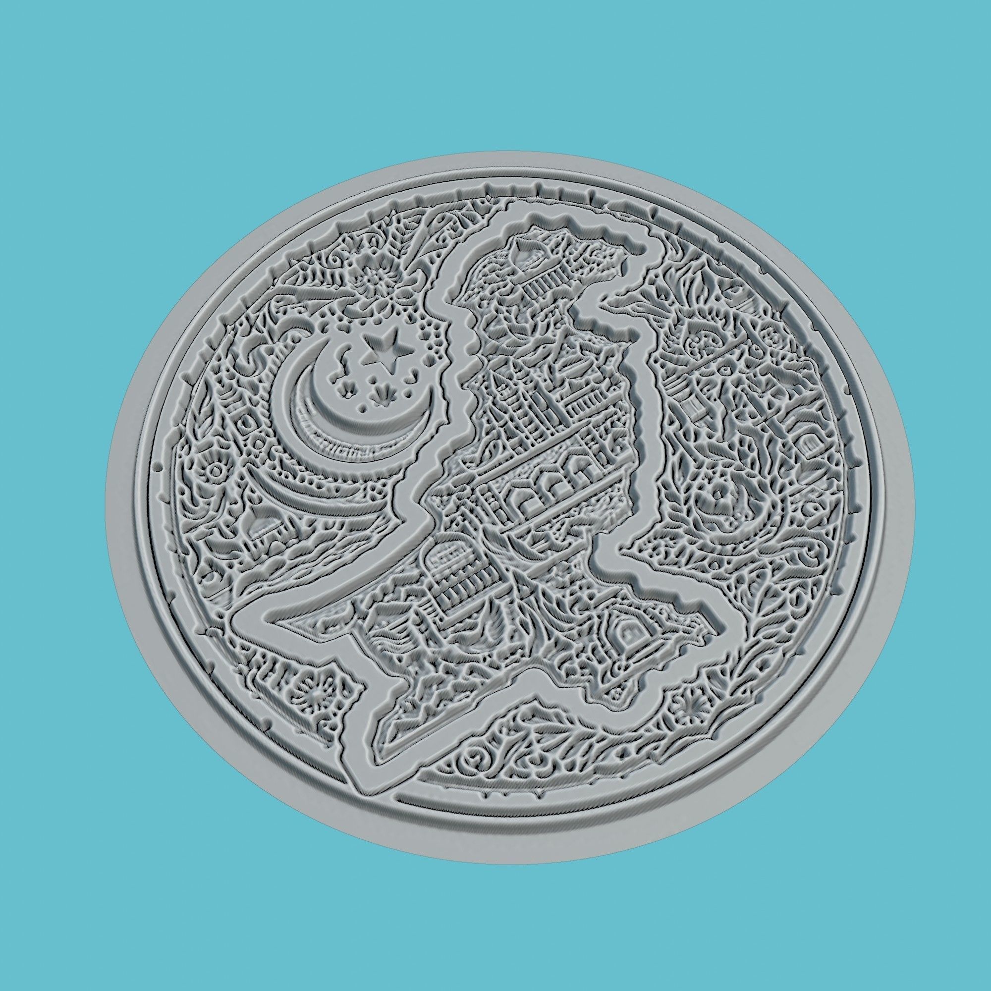 Pakistan Map Medallion Wall Art Printer 3D print model_3