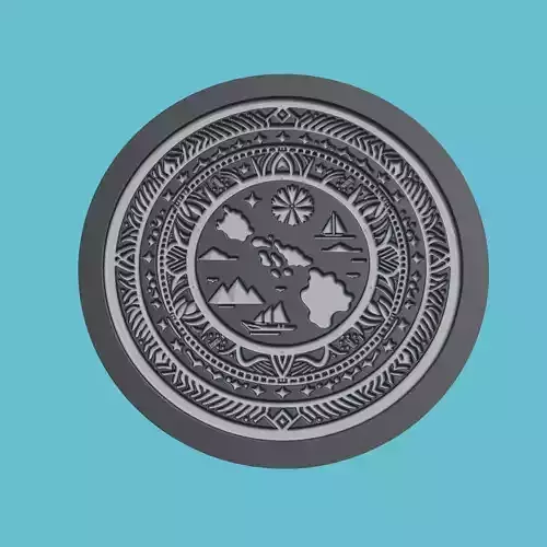 Palau Map Medallion Wall Art Printer