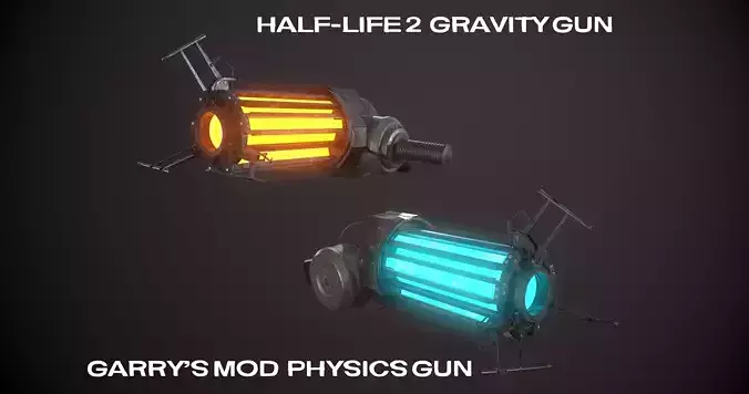 Physics Gun  Gravity Gun game ready Low-poly 3D model
