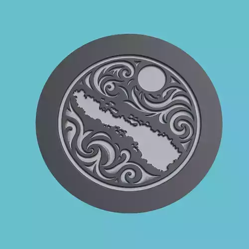 Palau Map Medallion Wall Art Printer