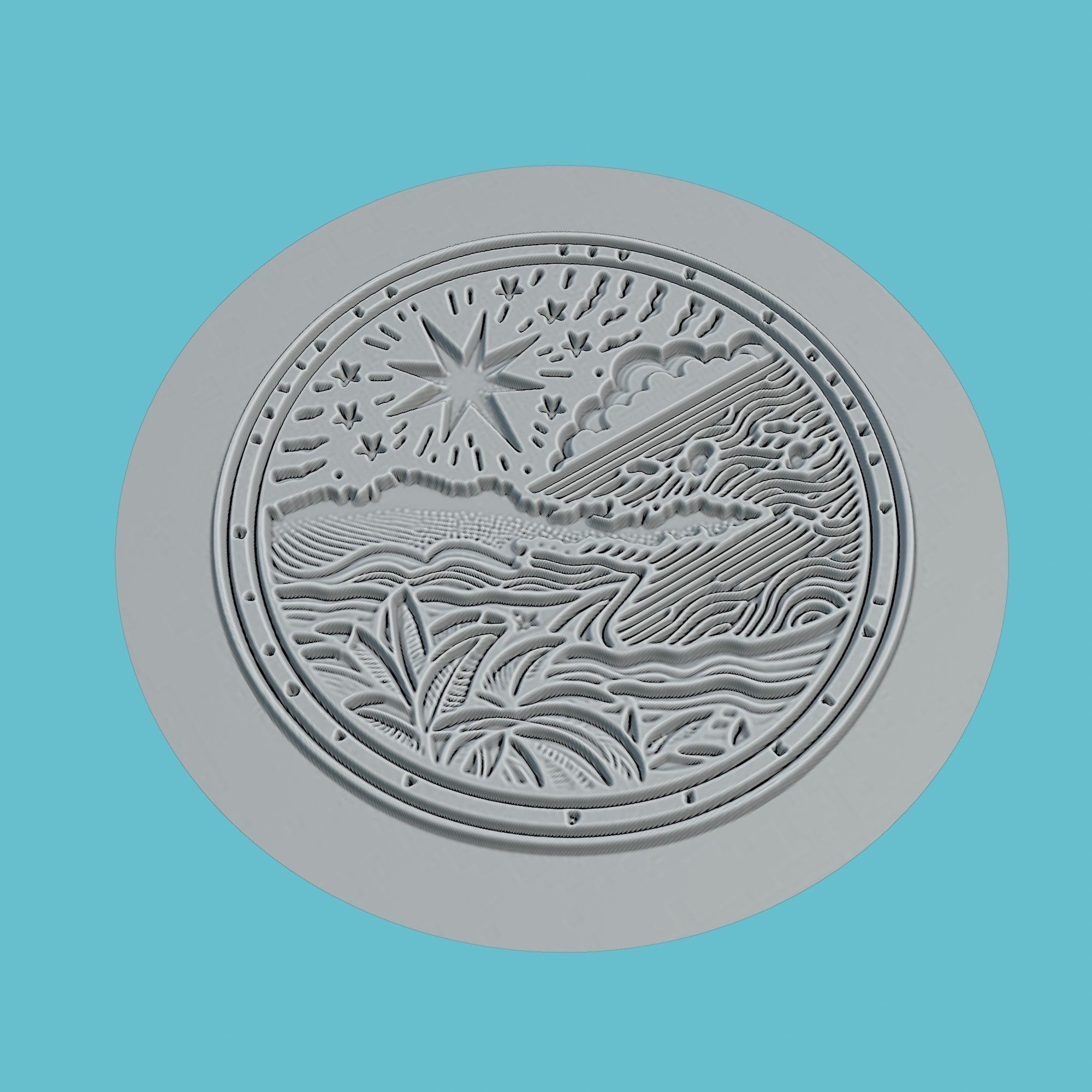 Papua New Guinea Map Medallion Wall Art Printer 3D print model_3