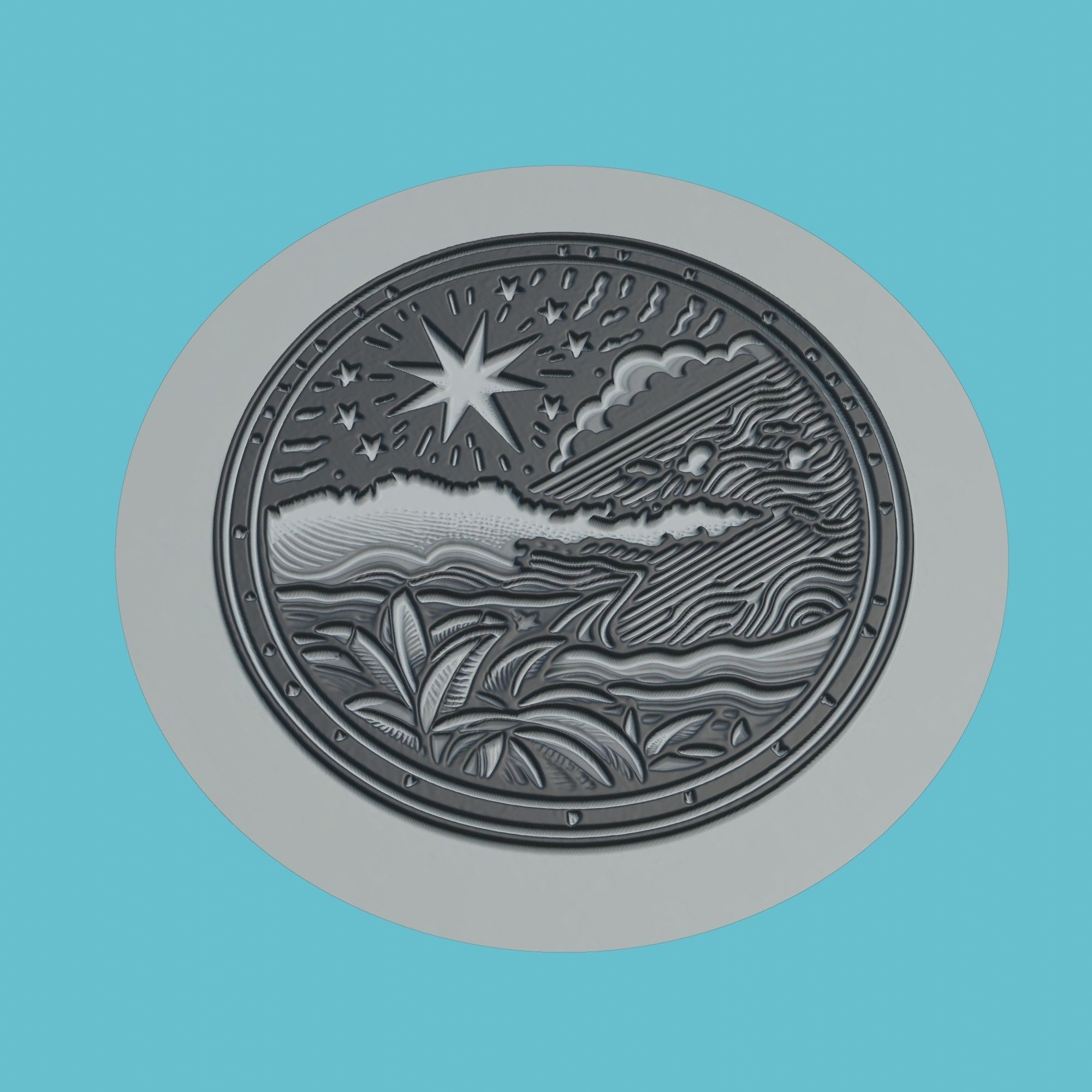 Papua New Guinea Map Medallion Wall Art Printer 3D print model_1
