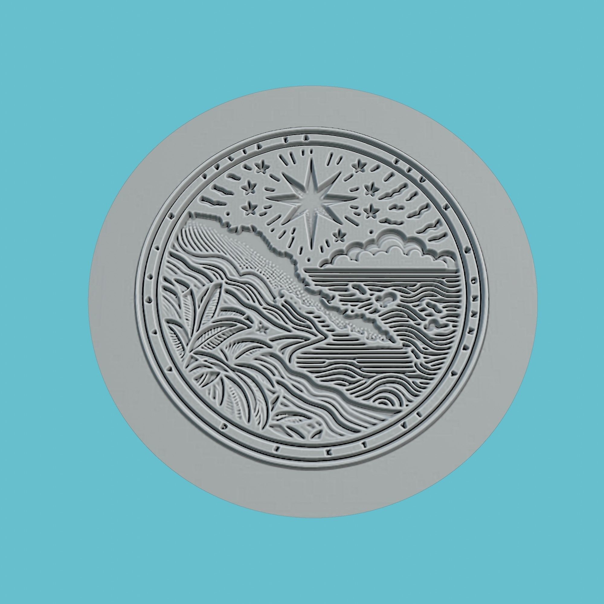 Papua New Guinea Map Medallion Wall Art Printer 3D print model_2