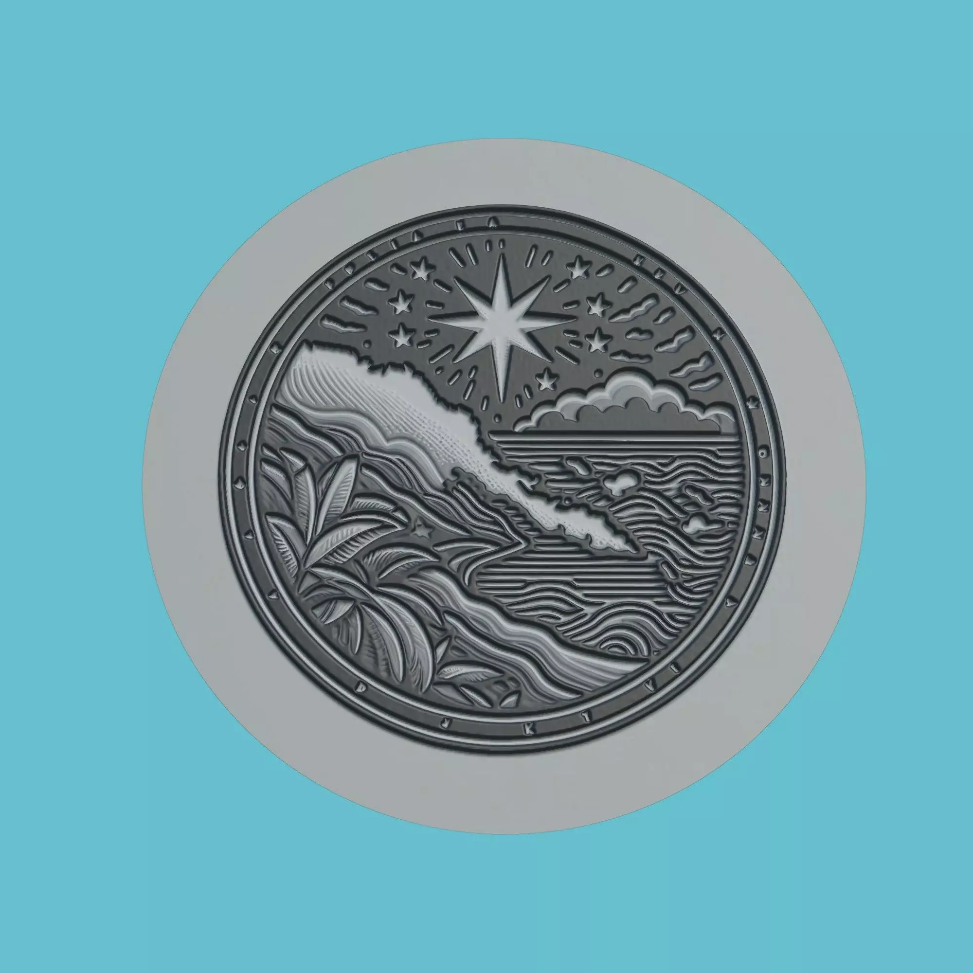 Papua New Guinea Map Medallion Wall Art Printer 3D print model_0