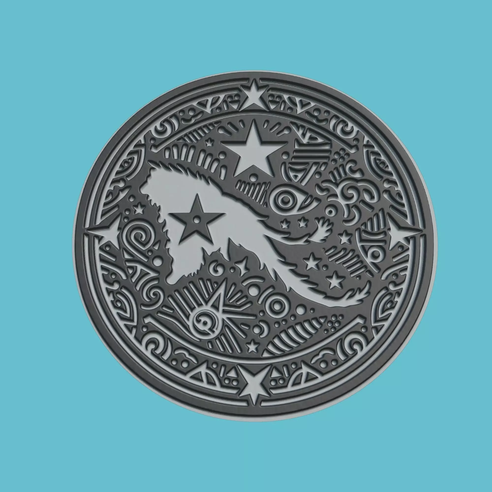 Papua New Guinea Map Medallion Wall Art Printer 3D print model