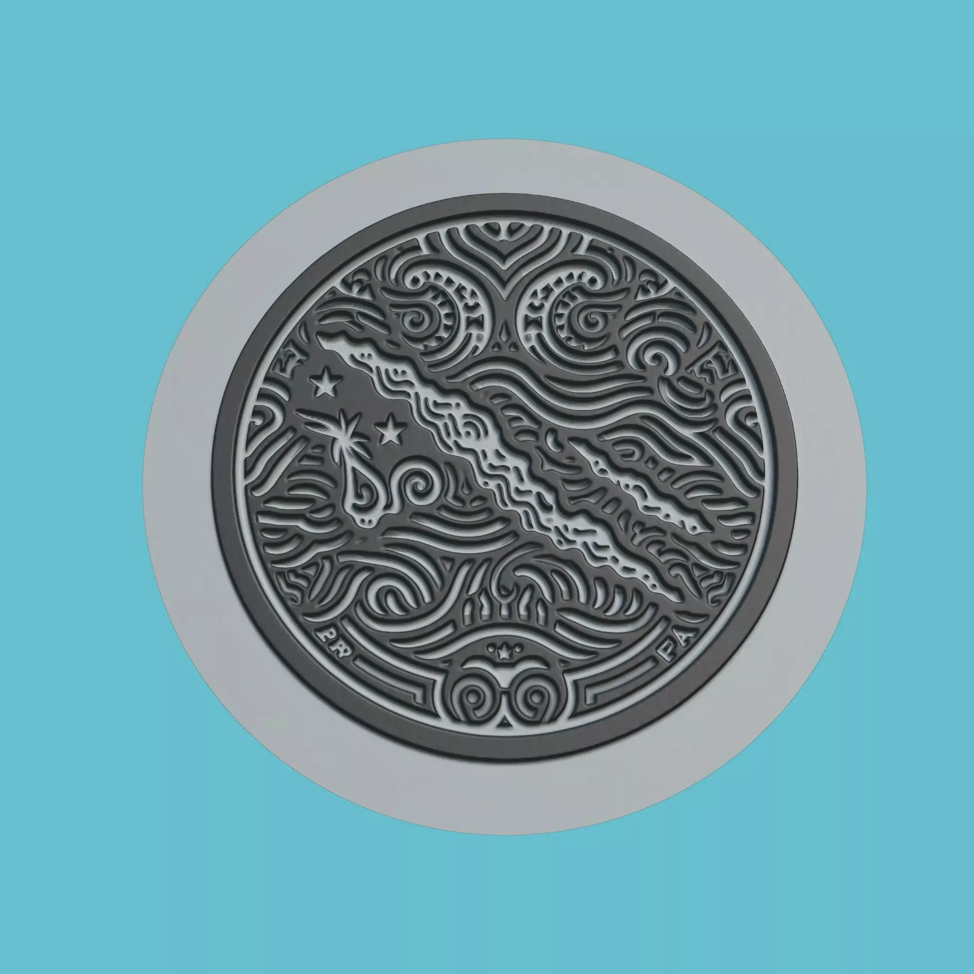 Papua New Guinea Map Medallion Wall Art Printer 3D print model