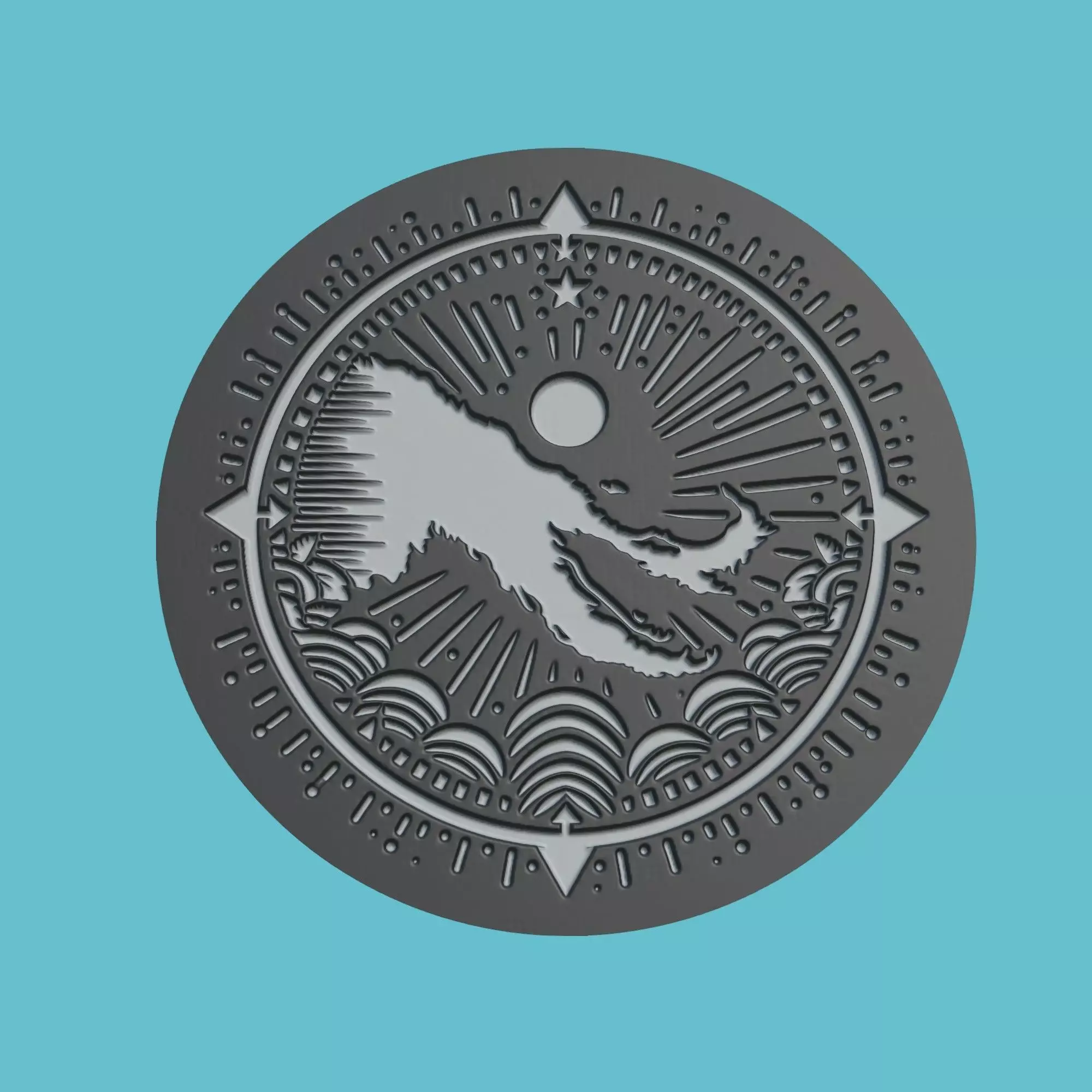 Papua New Guinea Map Medallion Wall Art Printer 3D print model