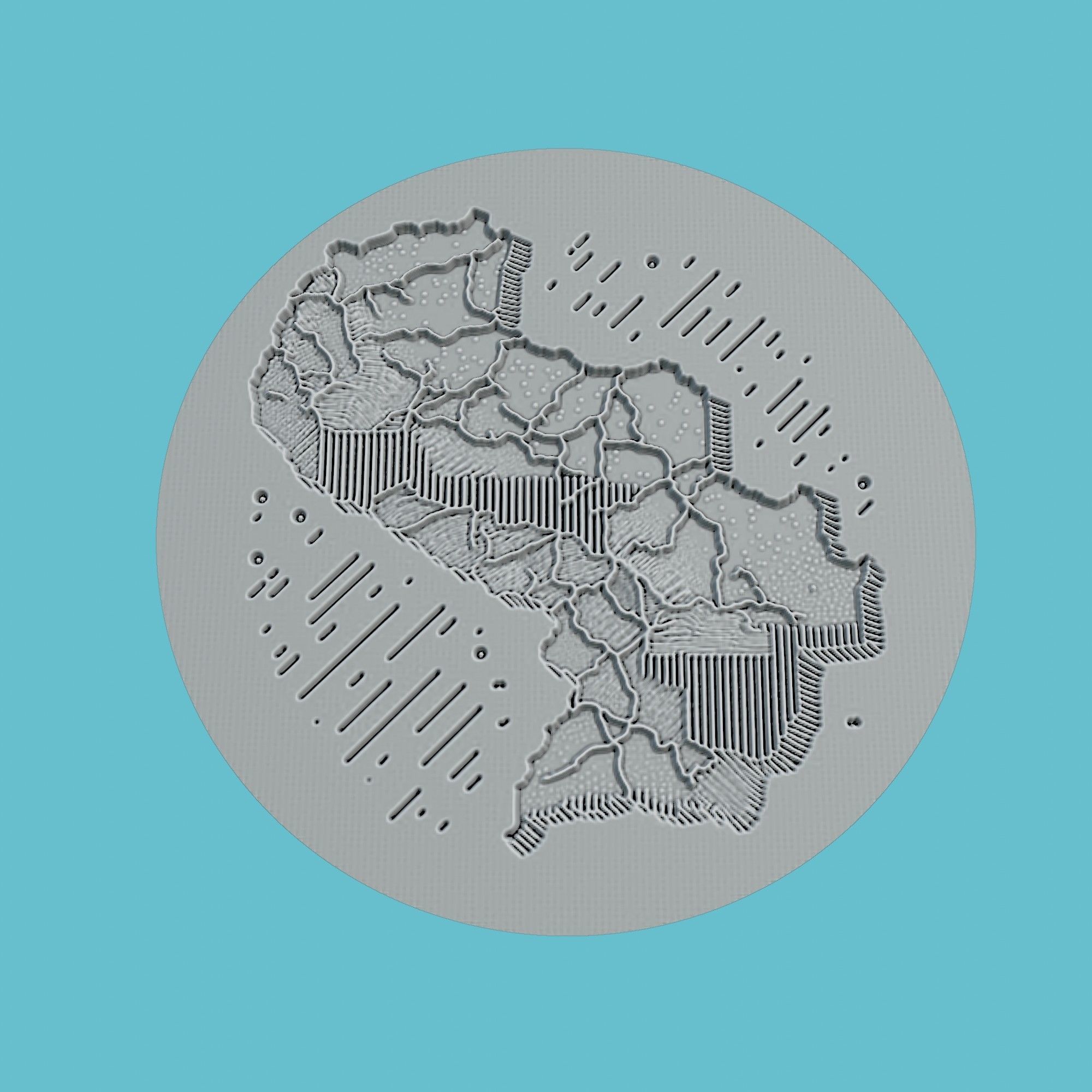 Paraguay Map Medallion Wall Art Printer 3D print model_2