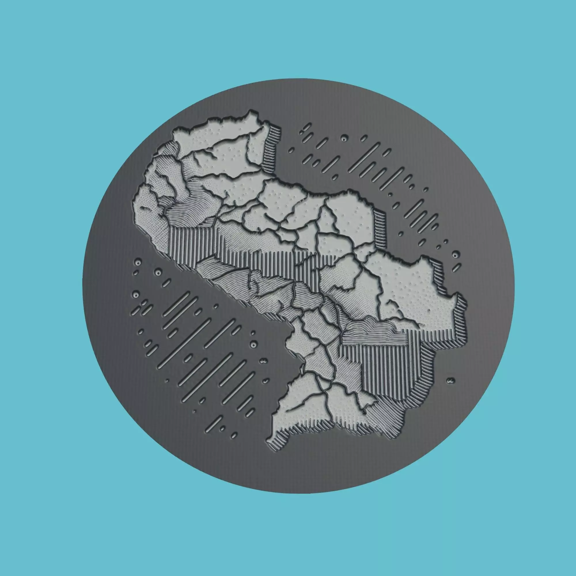 Paraguay Map Medallion Wall Art Printer 3D print model_0