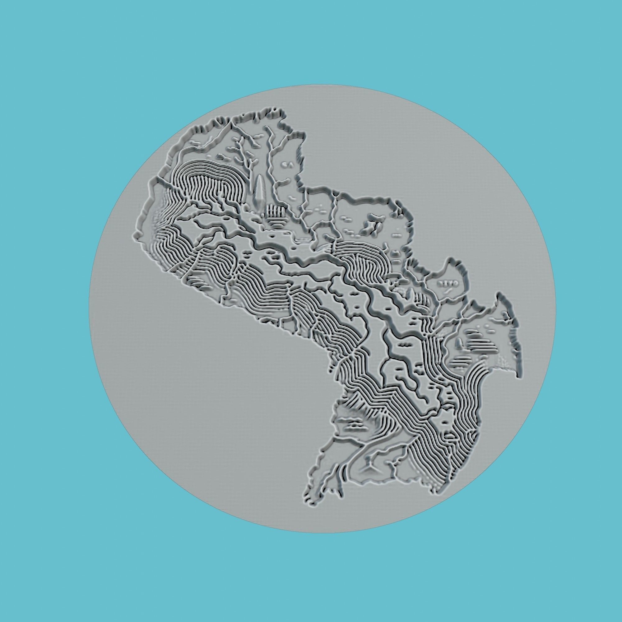 Paraguay Map Medallion Wall Art Printer 3D print model_2