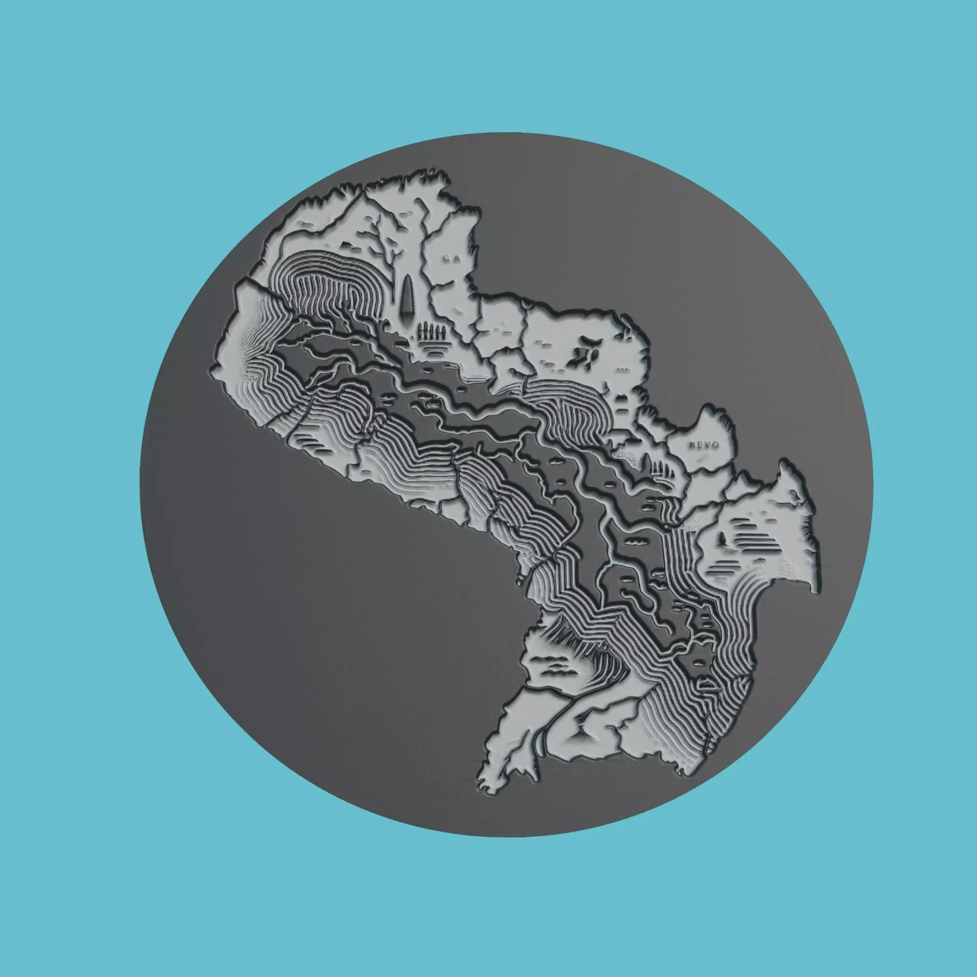 Paraguay Map Medallion Wall Art Printer 3D print model_0