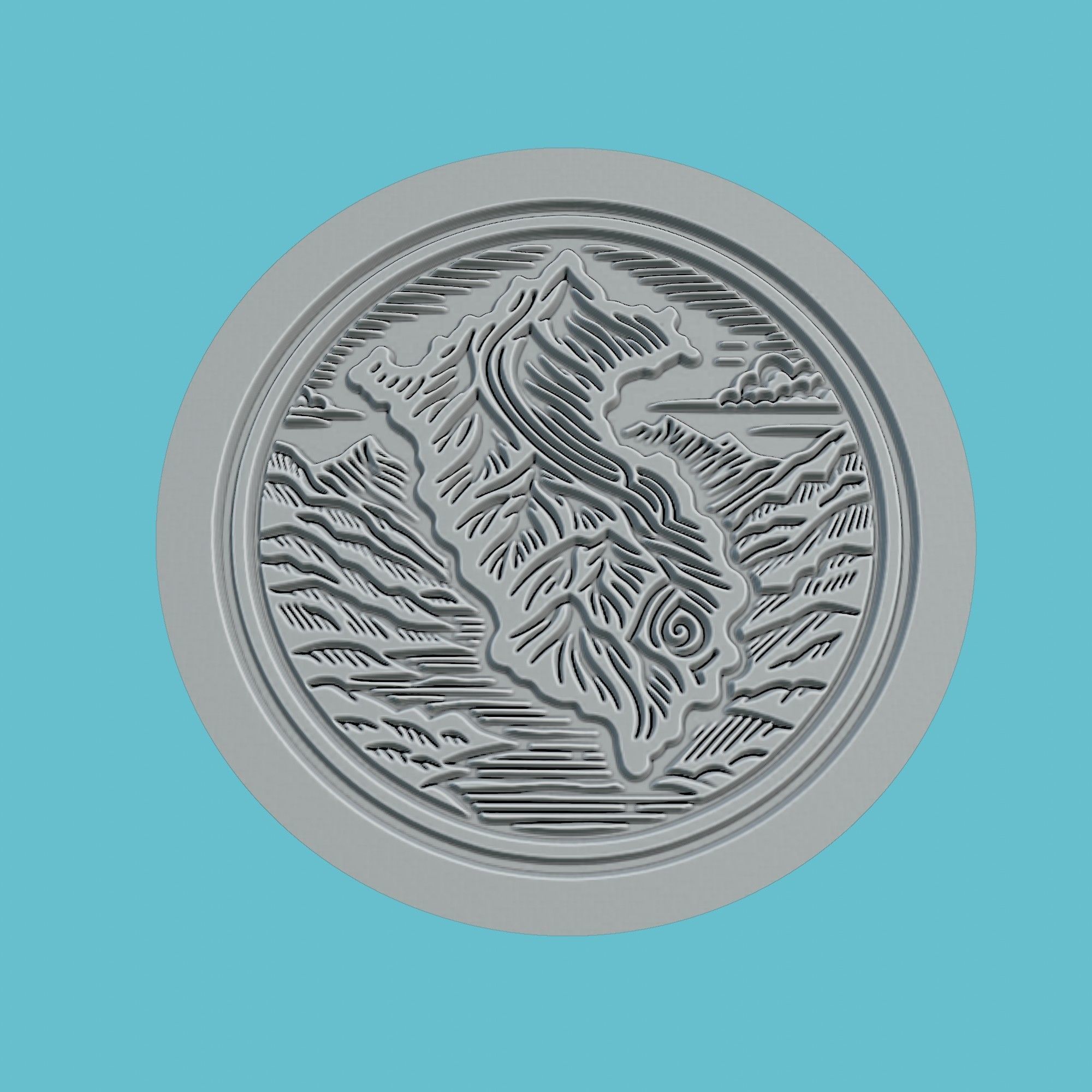 Peru Map Medallion Wall Art Printer 3D print model_2