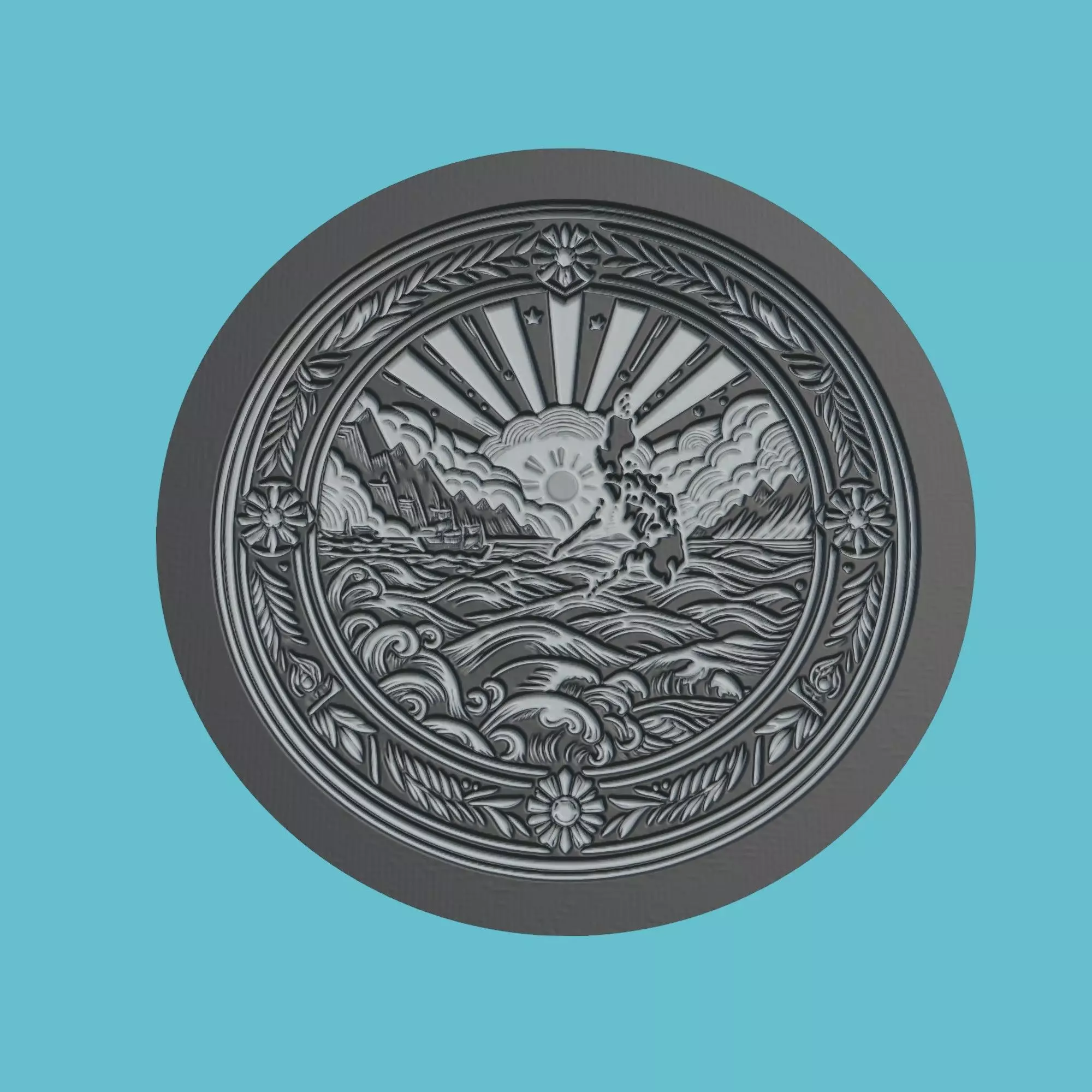 Philippines Map Medallion Wall Art Printer 3D print model_0