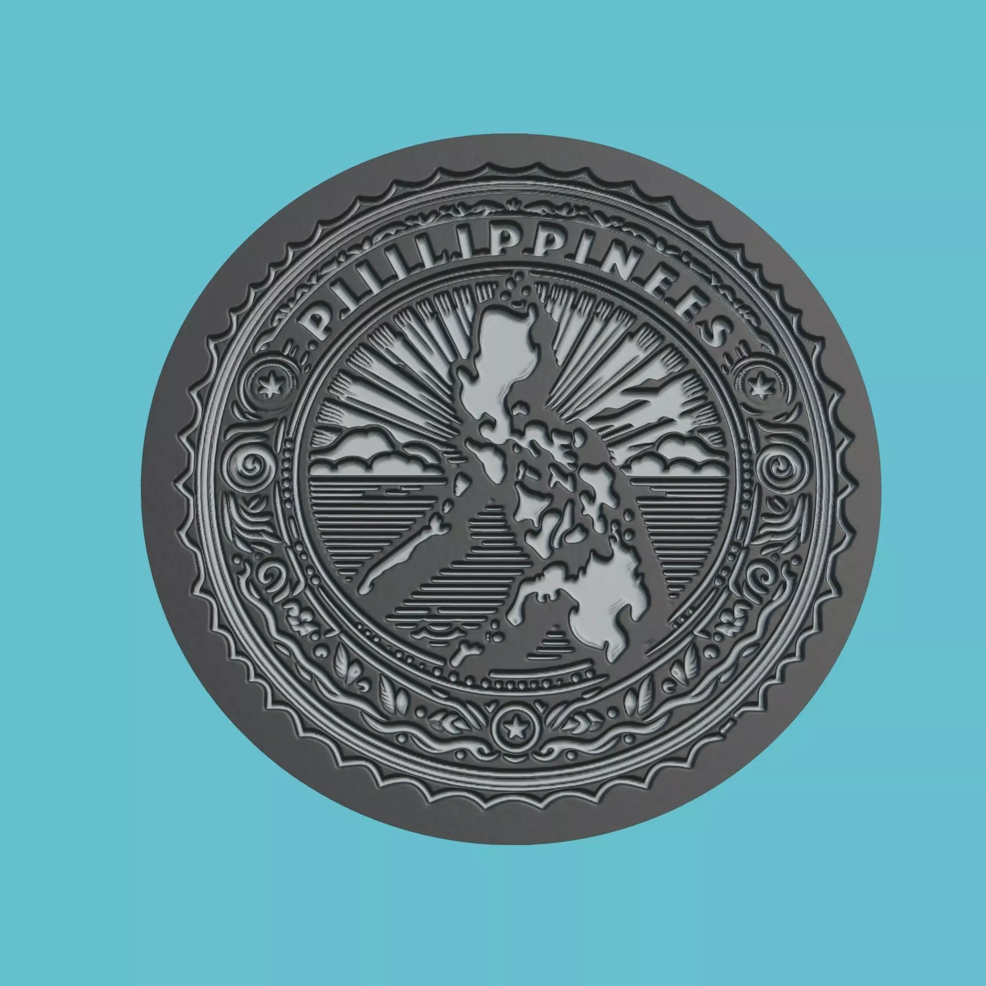 Philippines Map Medallion Wall Art Printer 3D print model_0