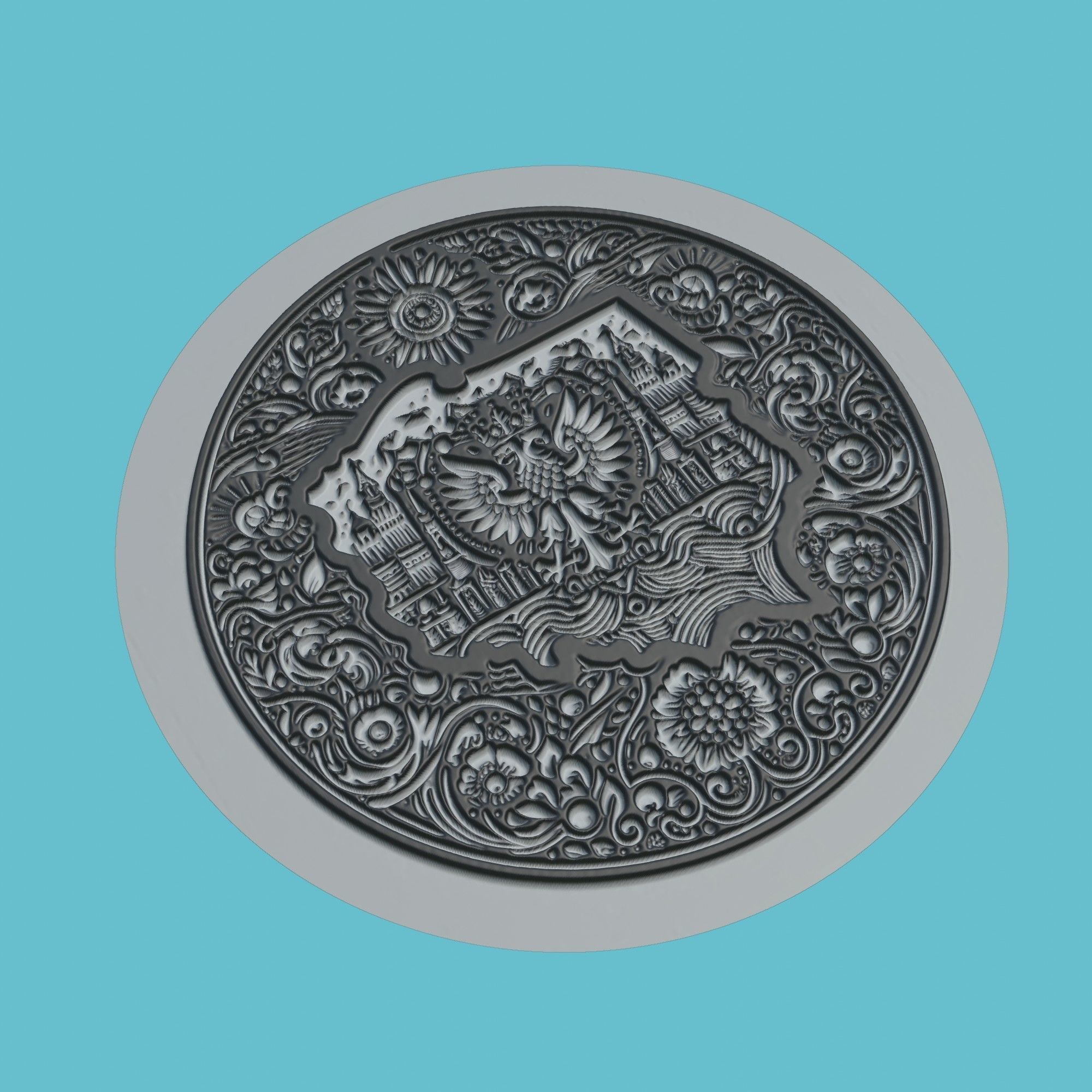 Poland Map Medallion Wall Art Printer 3D print model_1