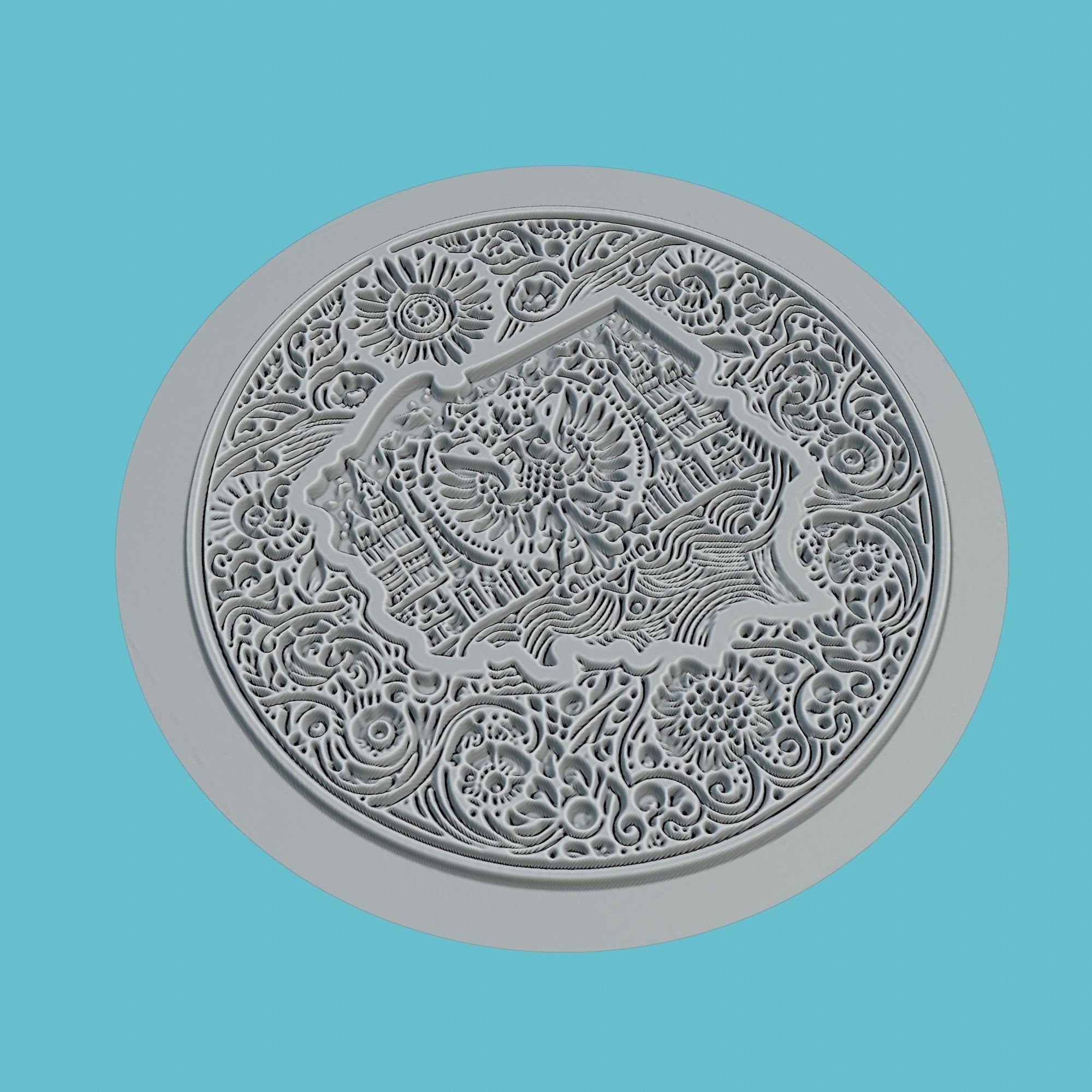 Poland Map Medallion Wall Art Printer 3D print model_3