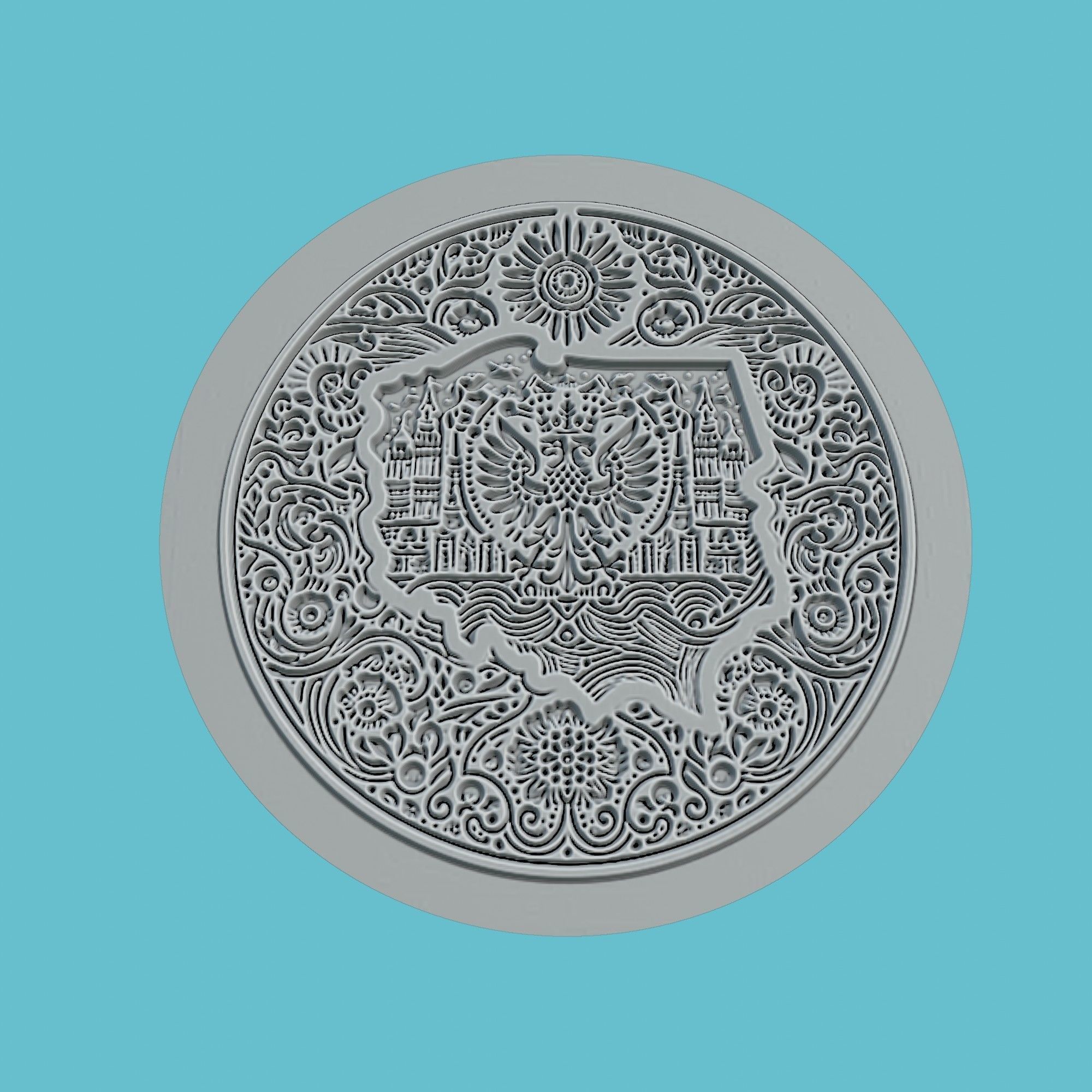 Poland Map Medallion Wall Art Printer 3D print model_2