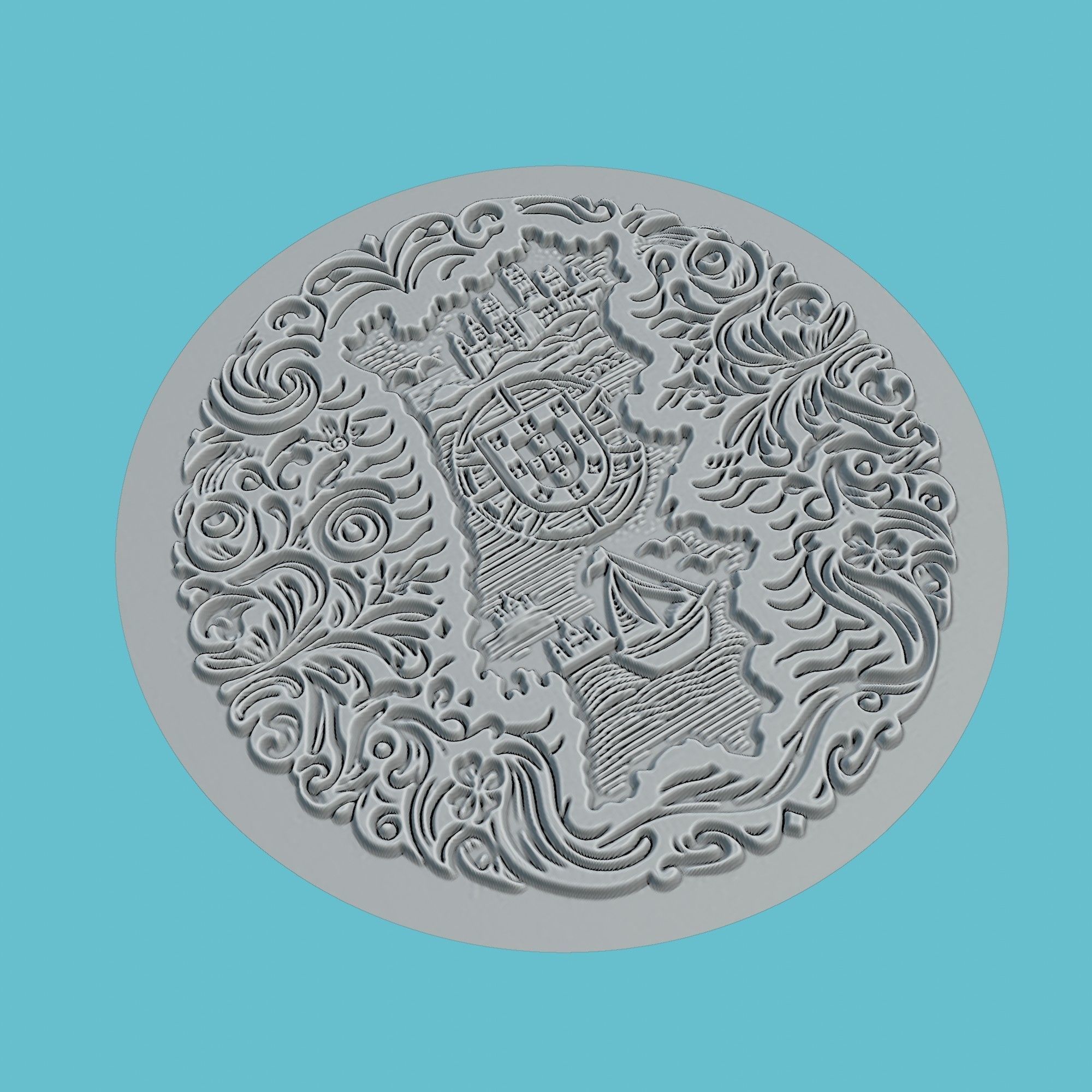 Portugal Map Medallion Wall Art Printer 3D print model_3