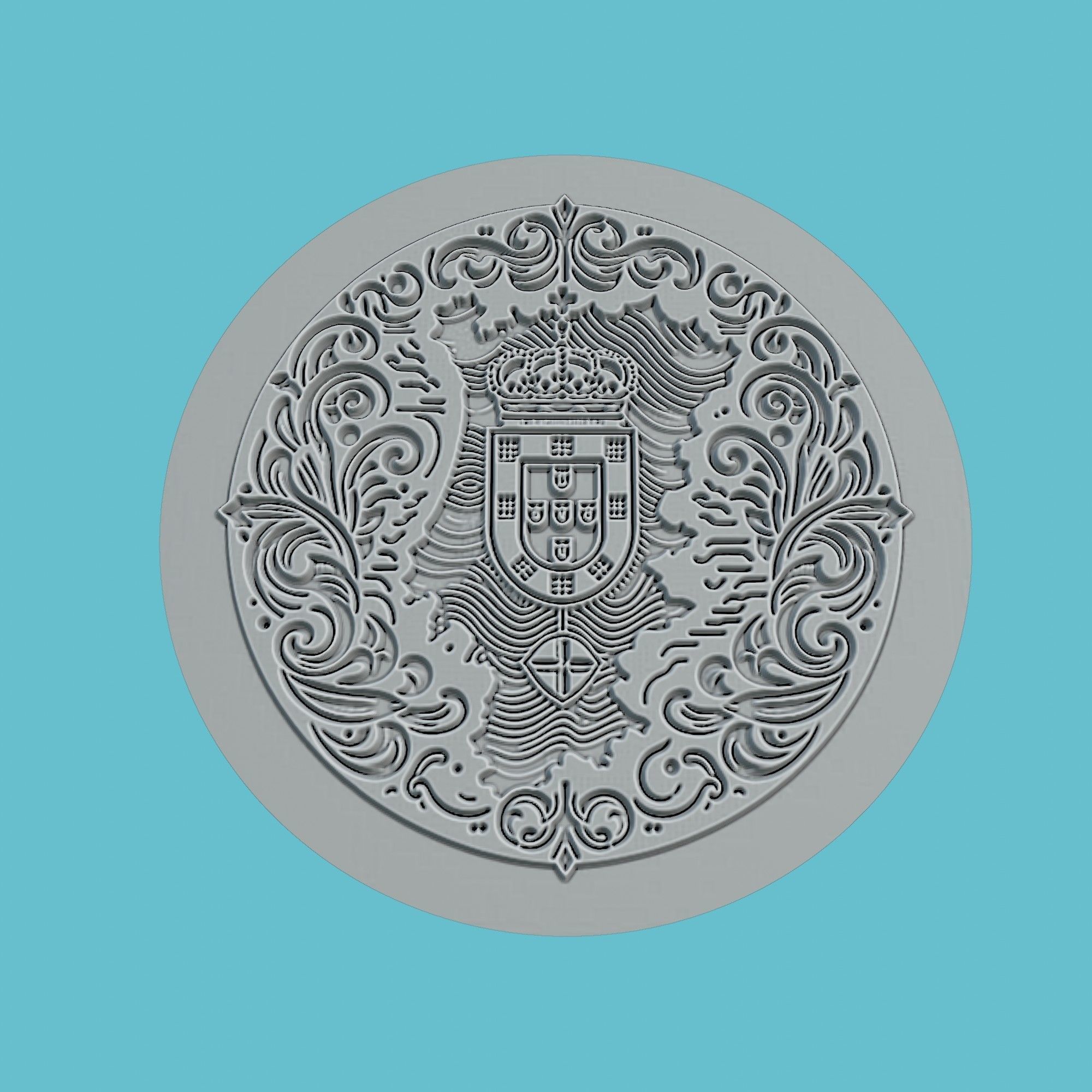 Portugal Map Medallion Wall Art Printer 3D print model_2