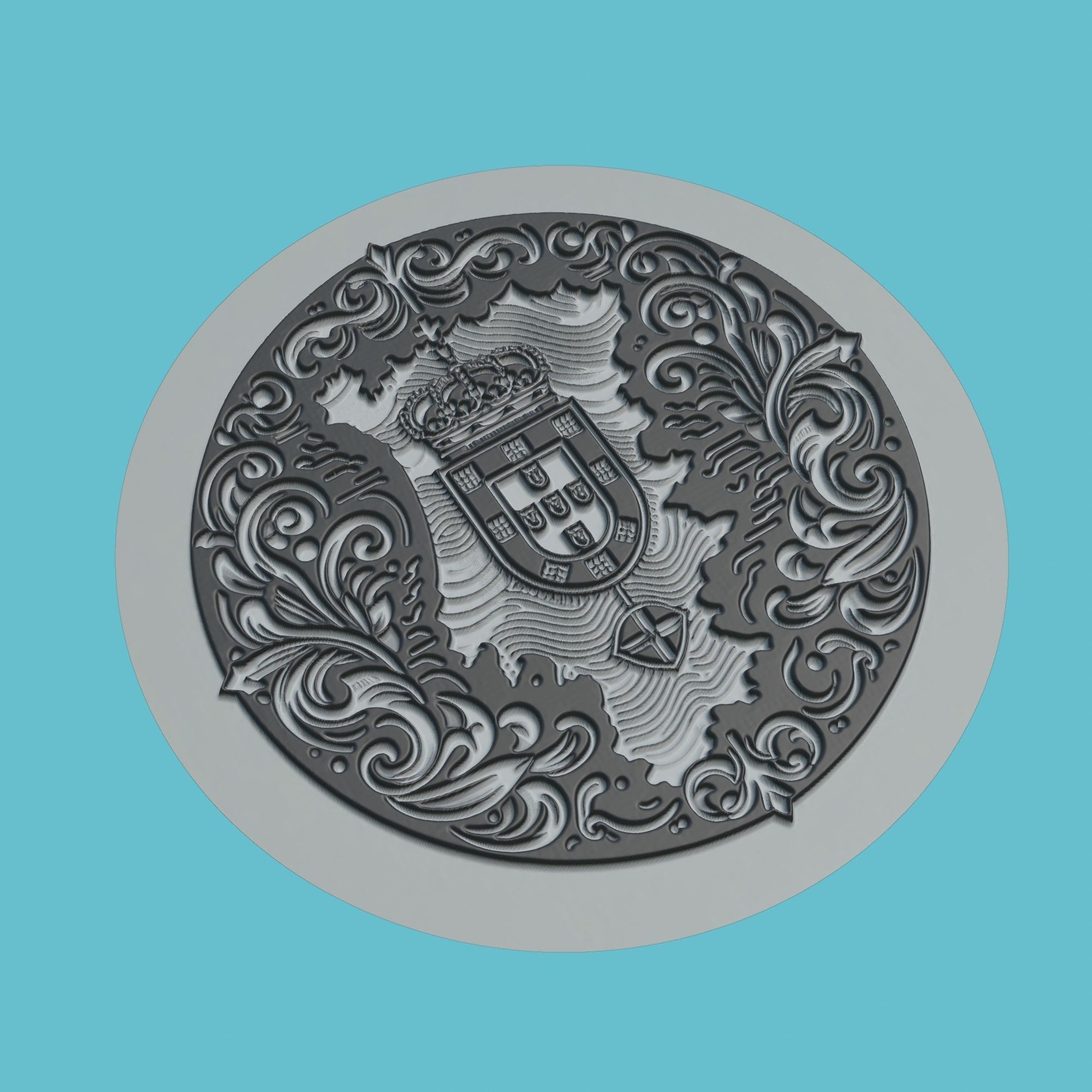 Portugal Map Medallion Wall Art Printer 3D print model_1