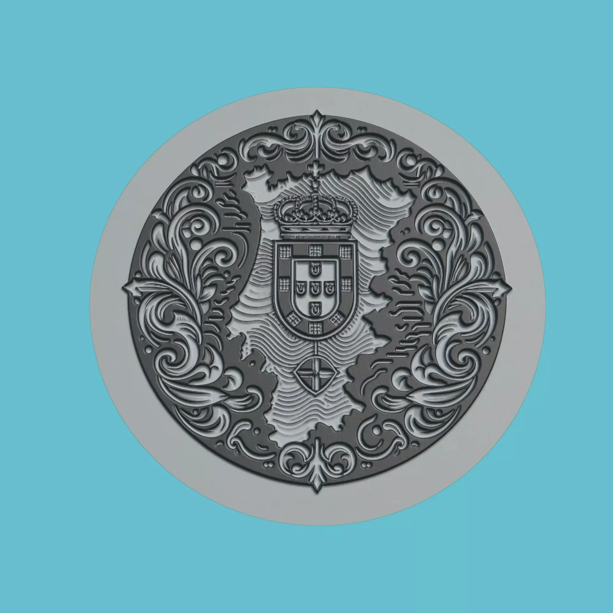 Portugal Map Medallion Wall Art Printer 3D print model_0