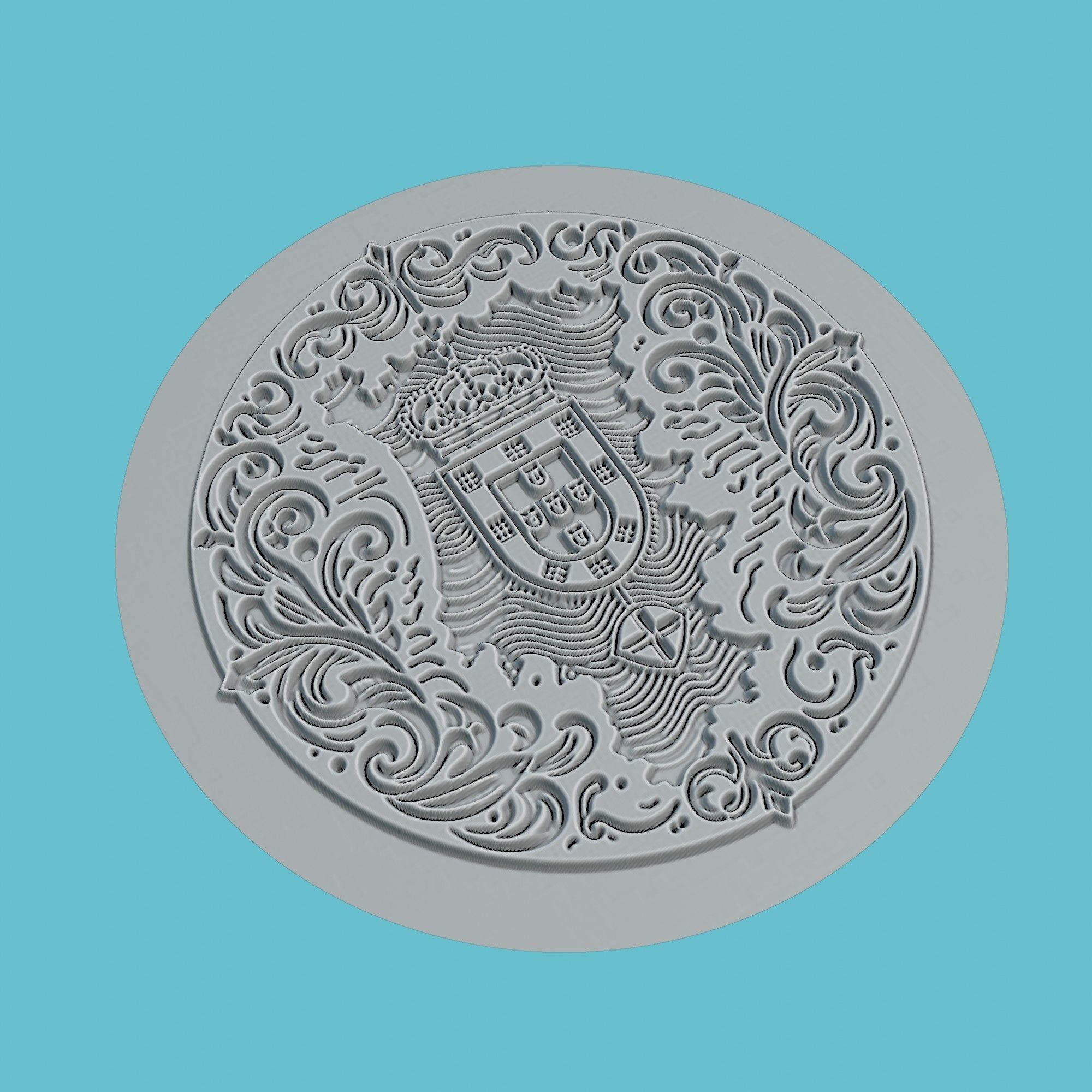 Portugal Map Medallion Wall Art Printer 3D print model_3