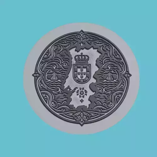 Portugal Map Medallion Wall Art Printer