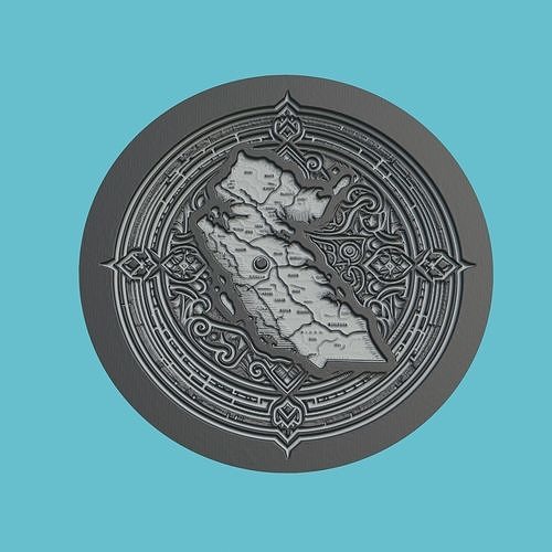 Qatar Map Medallion Wall Art Printer 3D print model