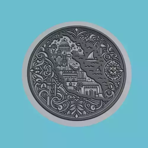 Qatar Map Medallion Wall Art Printer