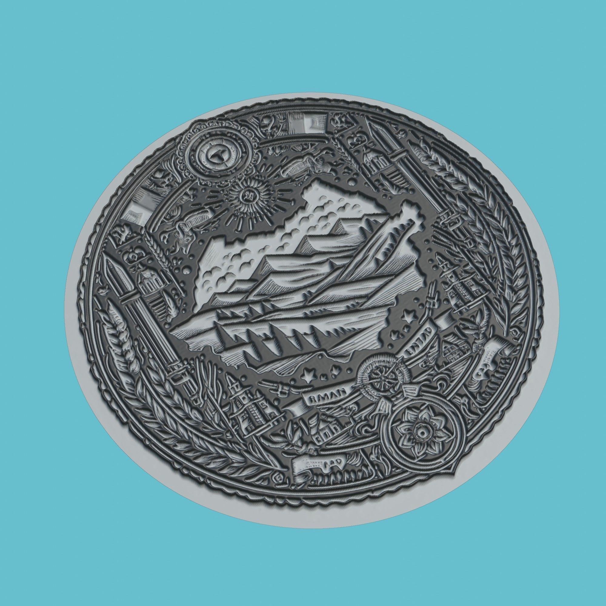 Romania Map Medallion Wall Art Printer 3D print model_1