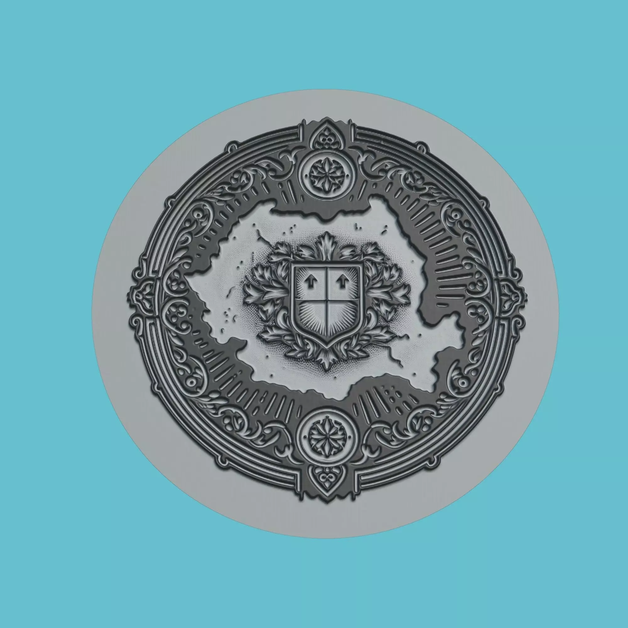 Romania Map Medallion Wall Art Printer 3D print model_0