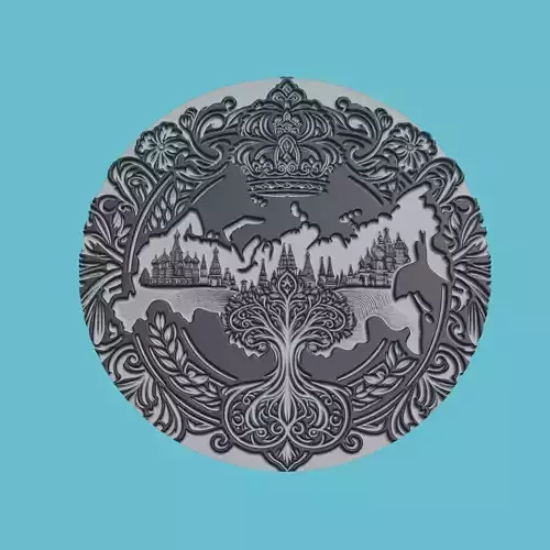 Russia Map Medallion Wall Art Printer