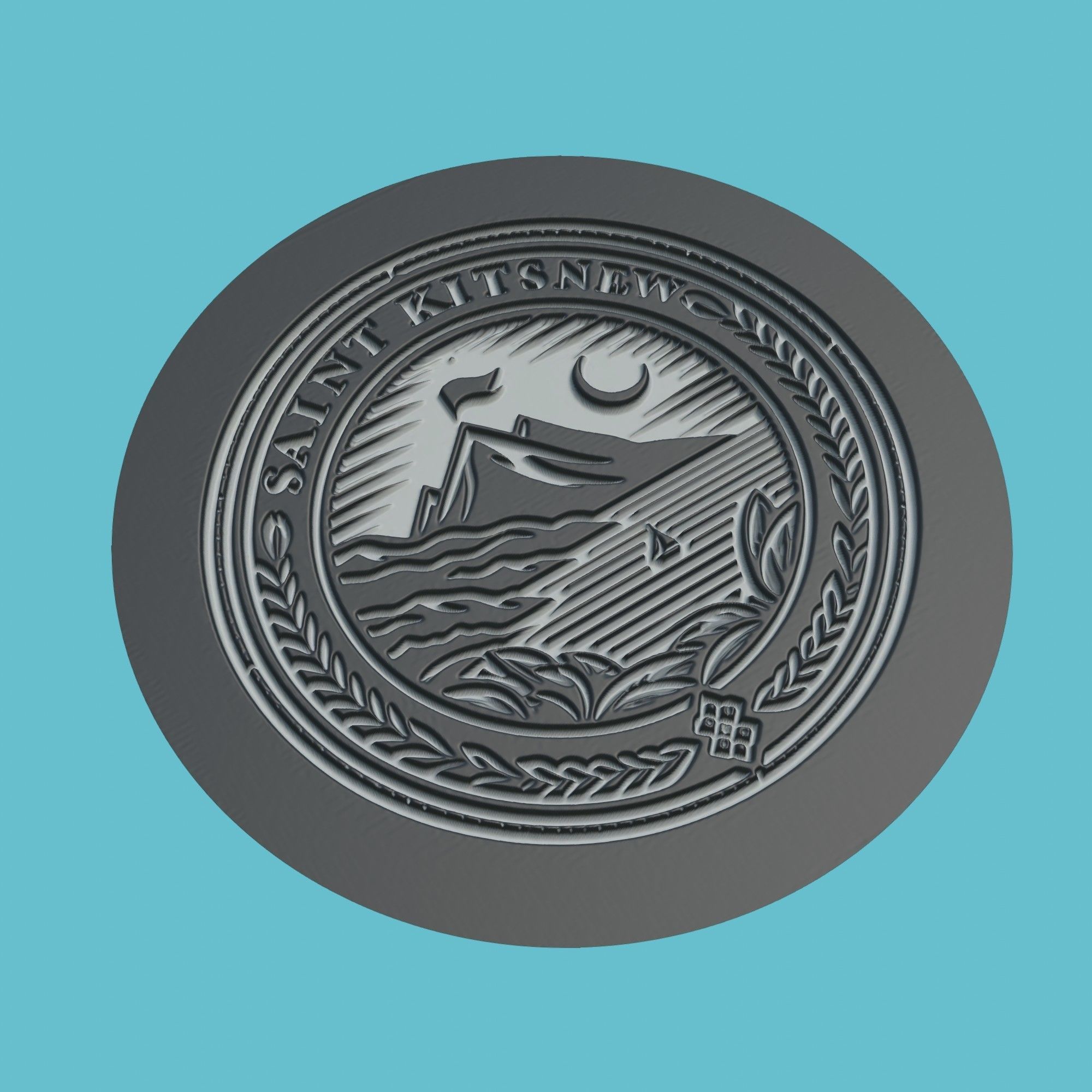 Saint Kitts and Nevis Map Medallion Wall Art Printer 3D print model_1