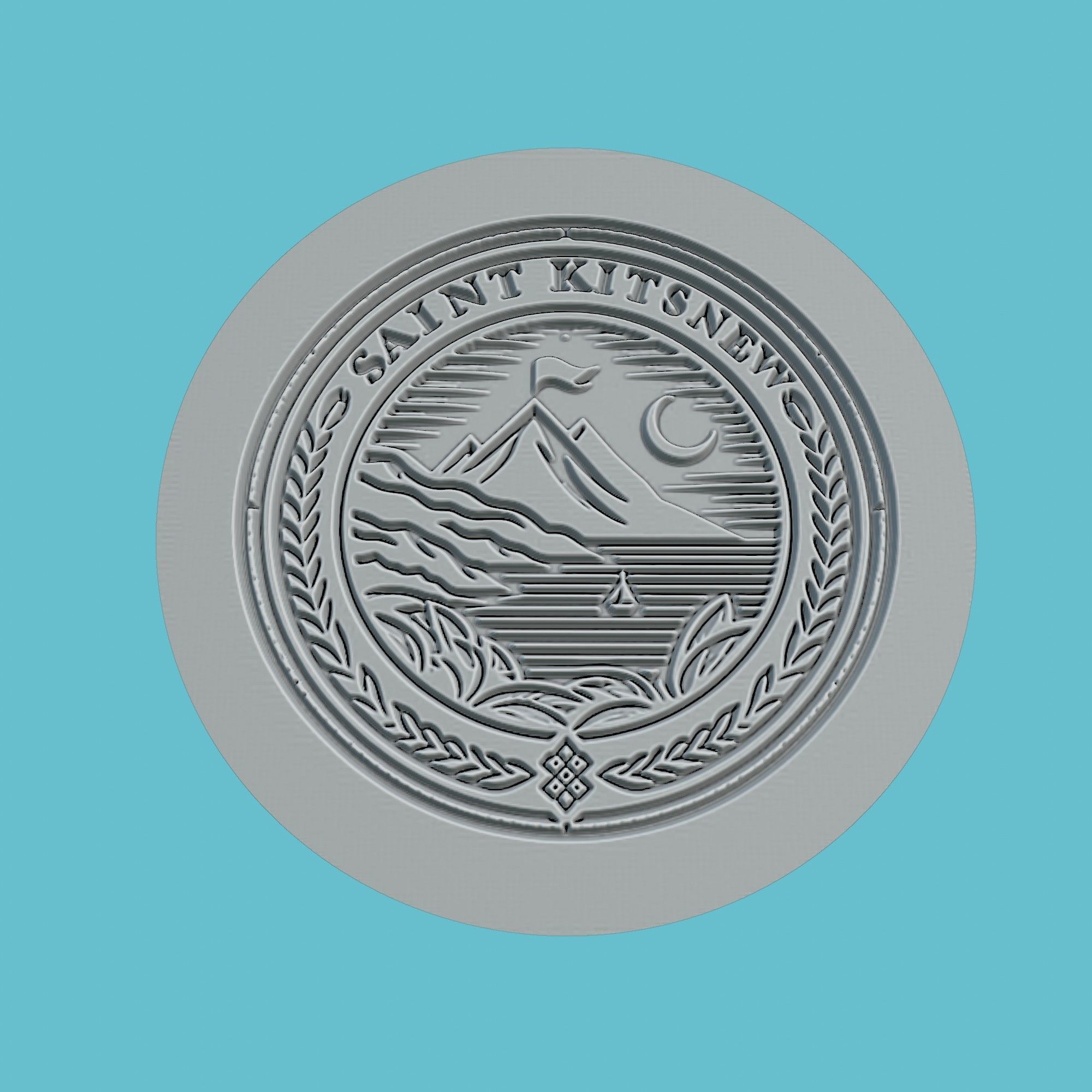 Saint Kitts and Nevis Map Medallion Wall Art Printer 3D print model_2