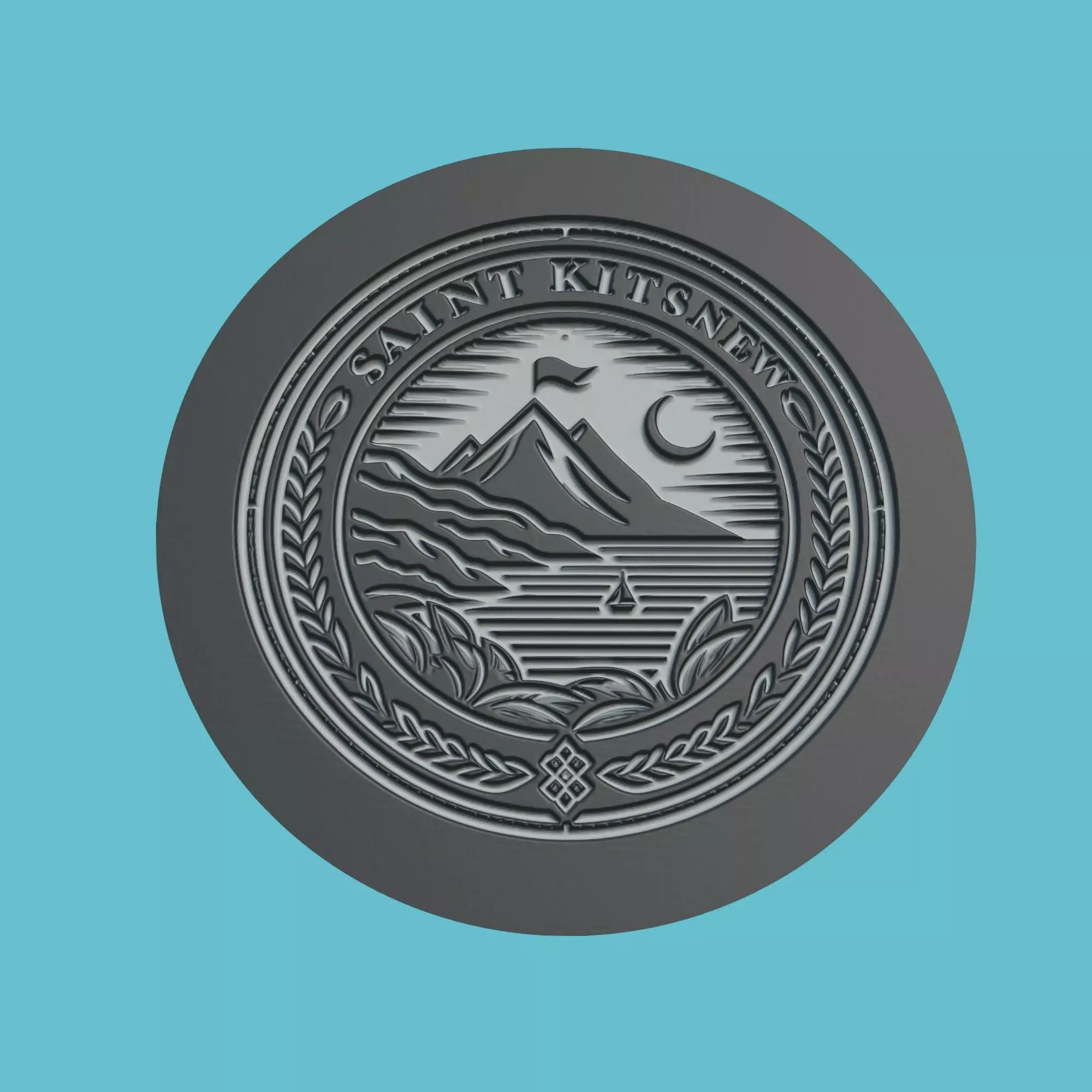 Saint Kitts and Nevis Map Medallion Wall Art Printer 3D print model_0