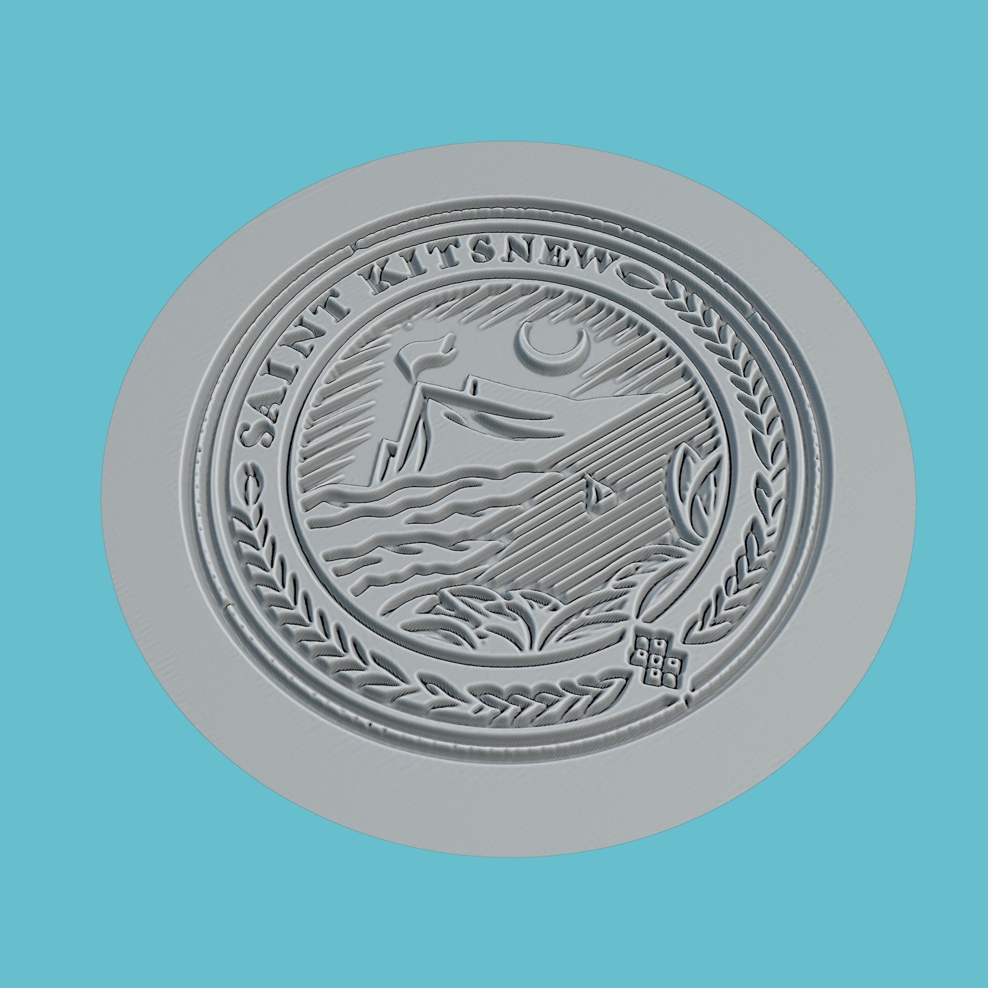 Saint Kitts and Nevis Map Medallion Wall Art Printer 3D print model_3