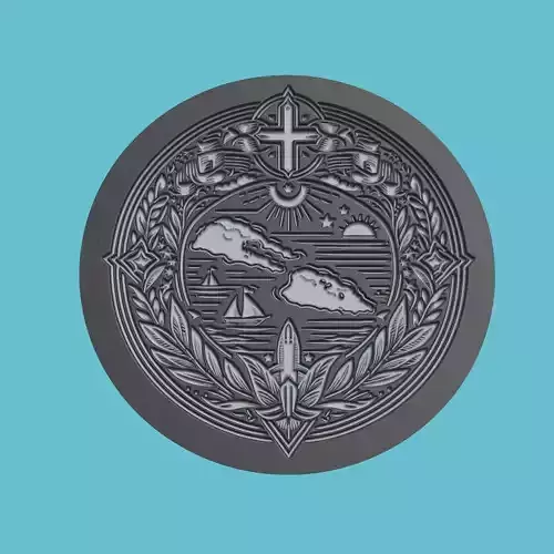 Saint Kitts and Nevis Map Medallion Wall Art Printer