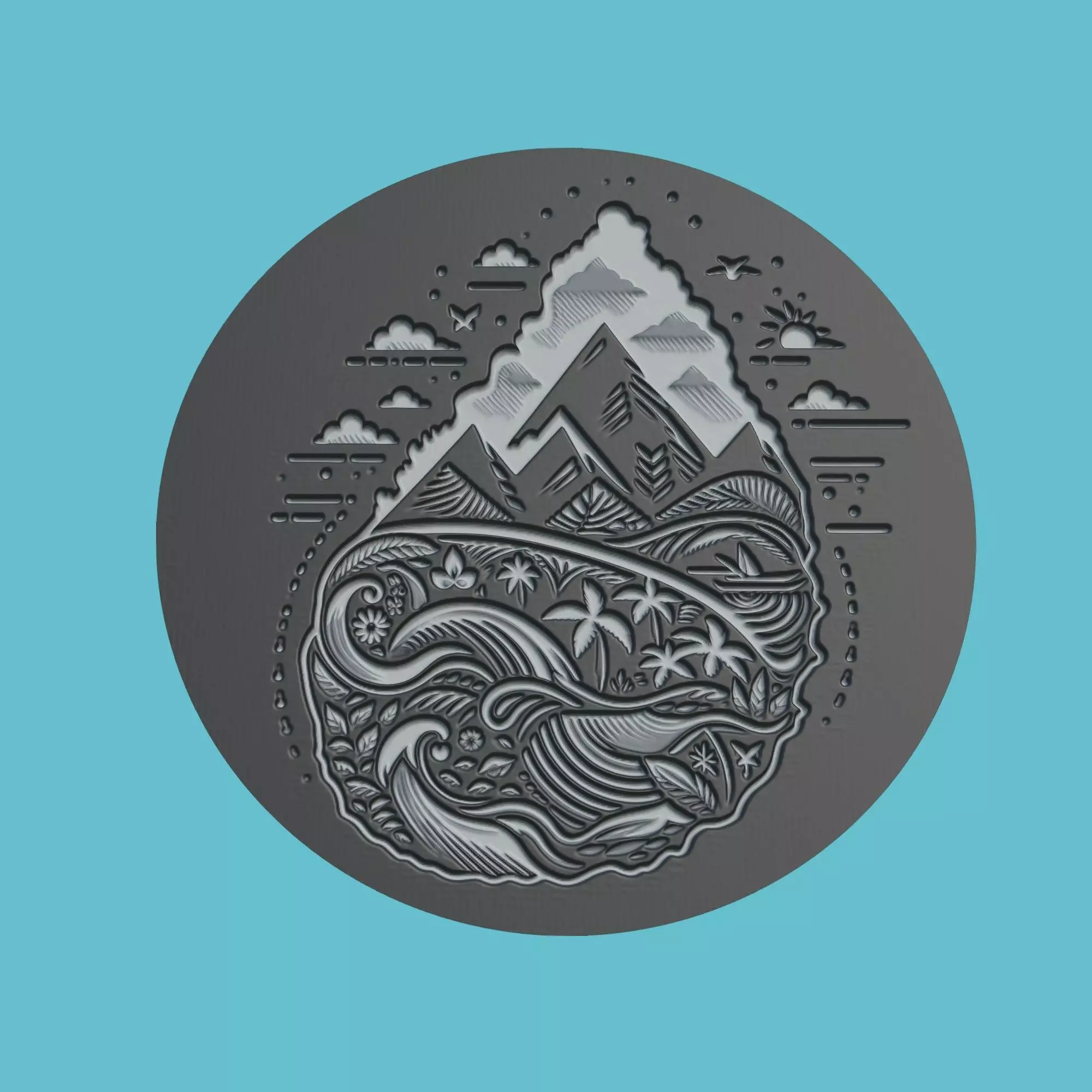 Saint Lucia Map Medallion Wall Art Printer 3D print model_0