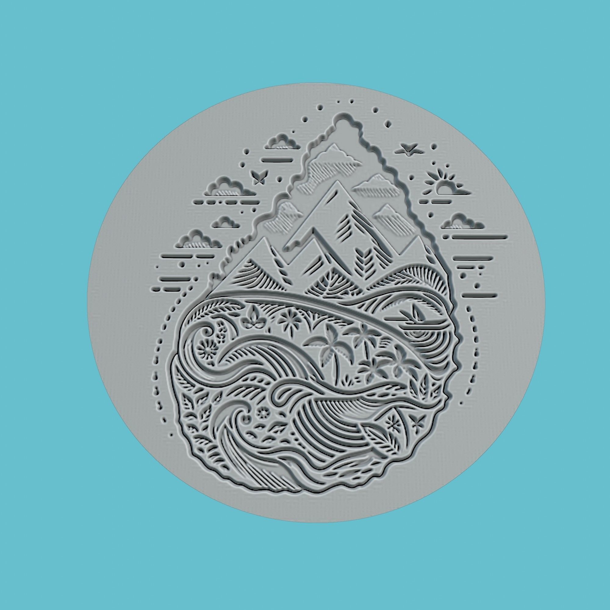 Saint Lucia Map Medallion Wall Art Printer 3D print model_2