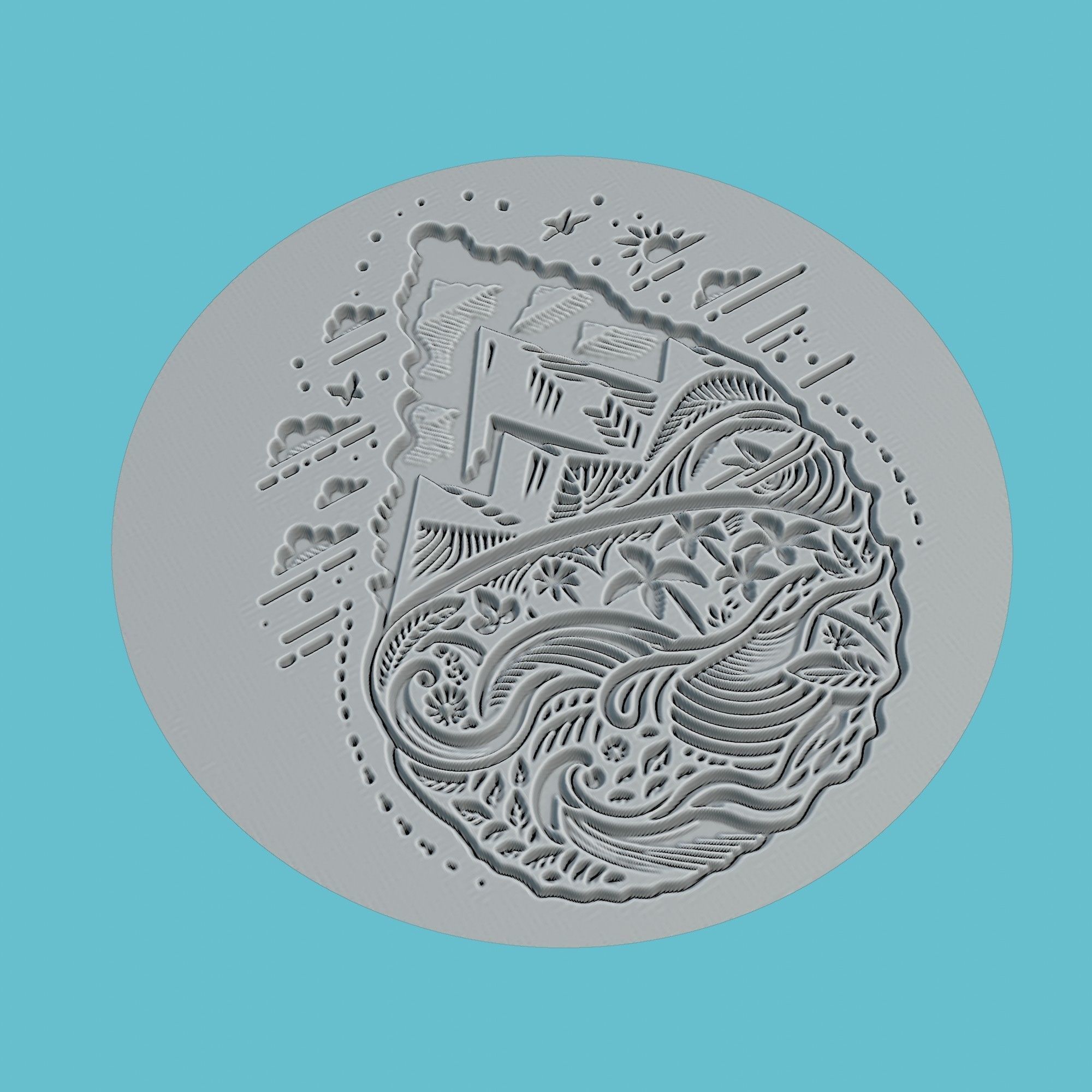 Saint Lucia Map Medallion Wall Art Printer 3D print model_3