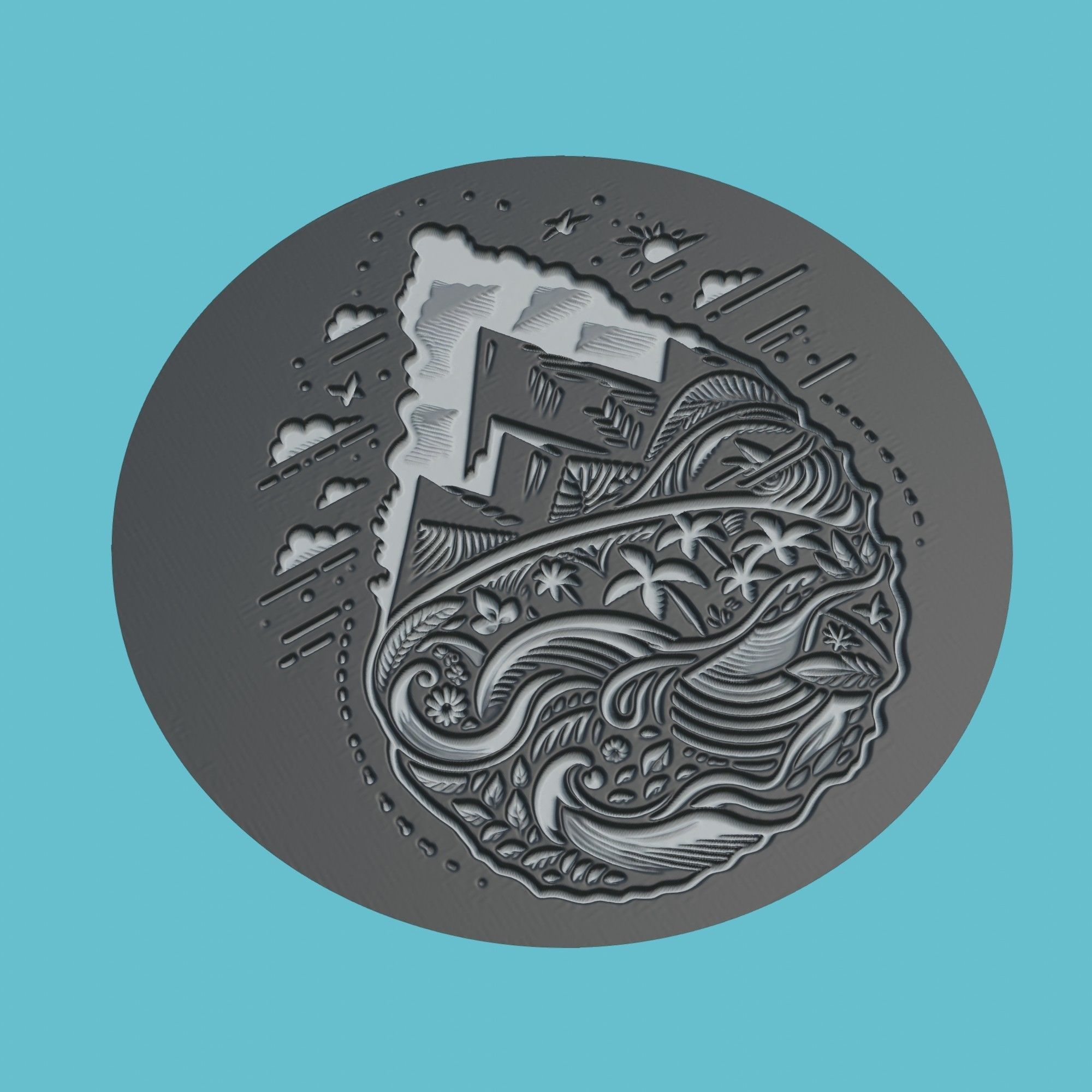 Saint Lucia Map Medallion Wall Art Printer 3D print model_1
