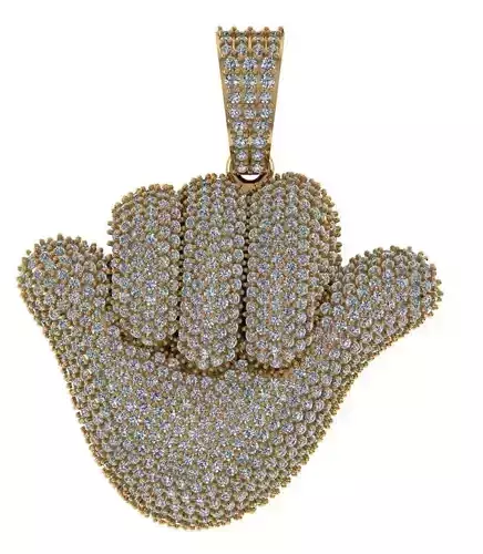 Hang Loose Hand Sign Diamond pendant