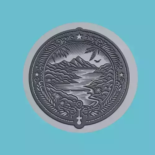 Samoa Map Medallion Wall Art Printer