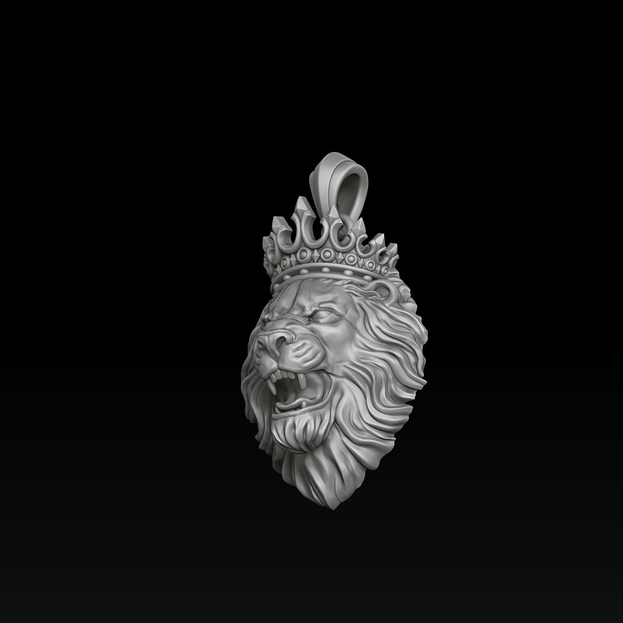 Lion With Crown Pendant Royal 3D Printable Jewelry Model 3D print model_5